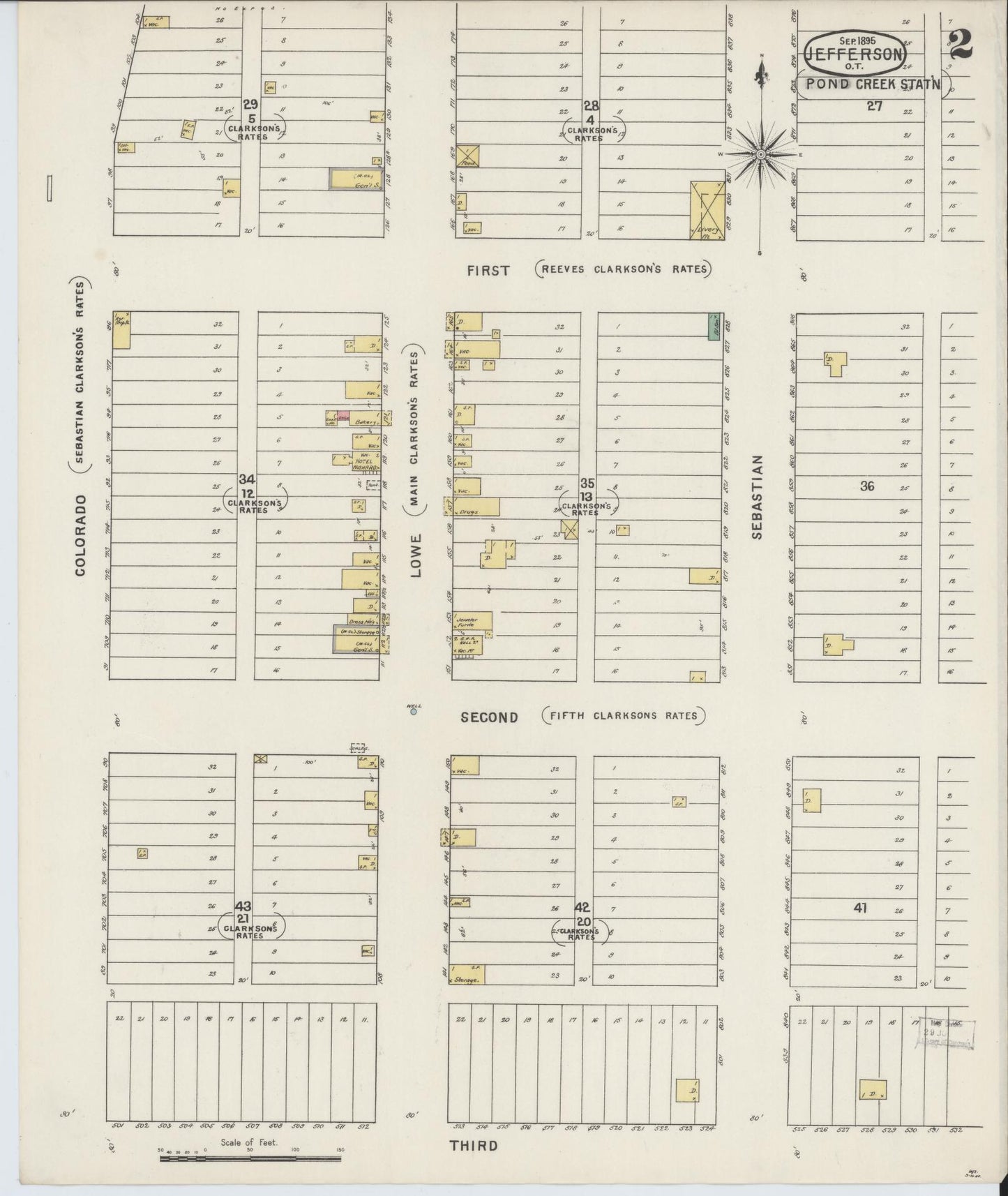 Sanborn Fire Insurance Map from Jefferson, Grant County, Oklahoma (1895), Sheet #0002 - Historic Sanborn Fire Insurance Map Print, vintage old map wall art, antique decor, genealogy gift, Oklahoma Oklahoma map