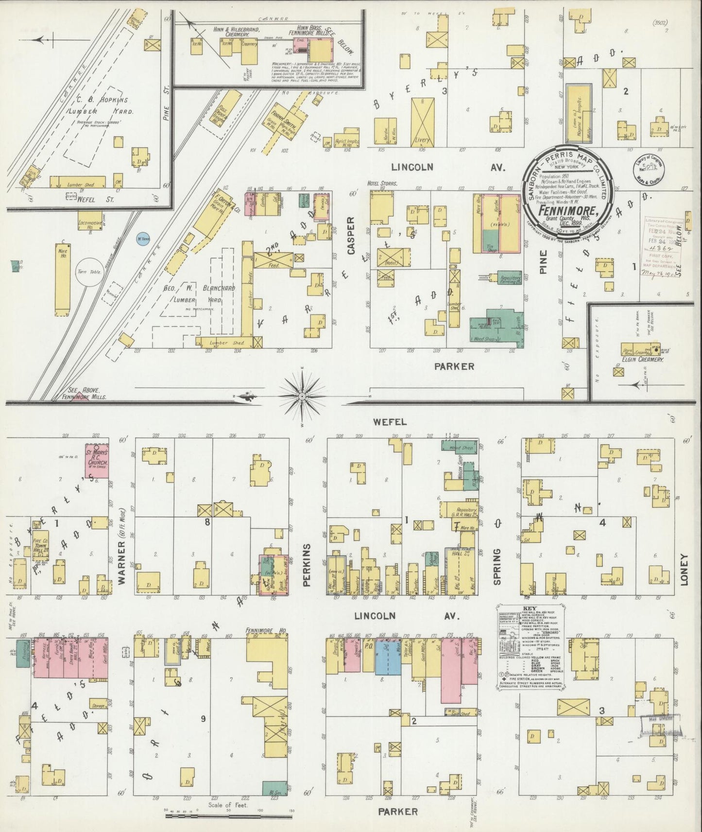 Sanborn Fire Insurance Map from Fennimore, Grant County, Wisconsin (1899), Sheet #0001 - Historic Sanborn Fire Insurance Map Print, vintage old map wall art, antique decor, genealogy gift, Wisconsin Wisconsin map