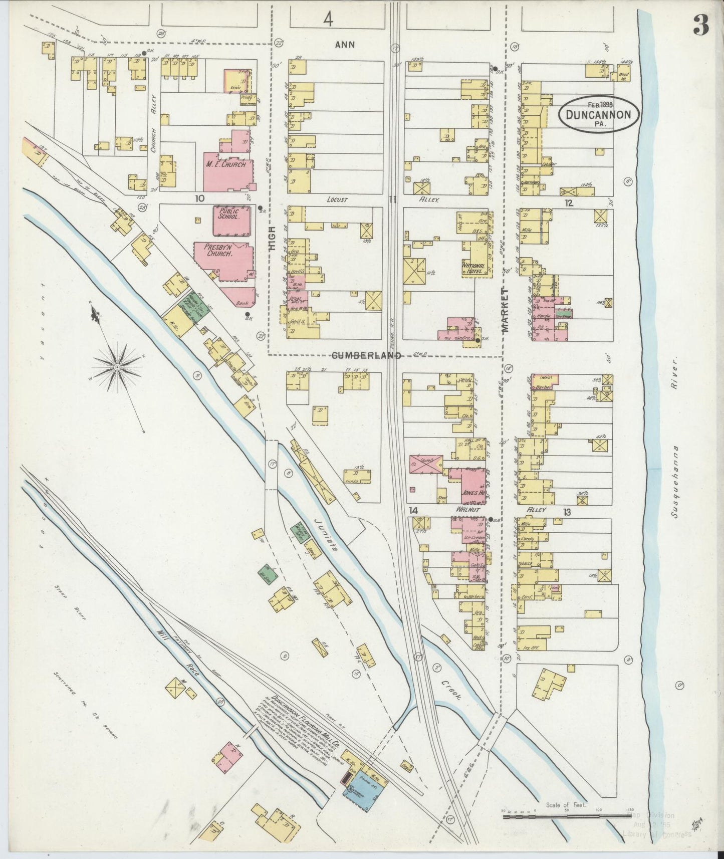 Sanborn Fire Insurance Map from Duncannon, Perry County, Pennsylvania (1899), Sheet #0003 - Historic Sanborn Fire Insurance Map Print, vintage old map wall art, antique decor, genealogy gift, Pennsylvania Pennsylvania map