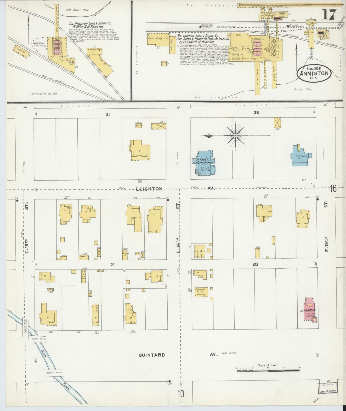 Sanborn Fire Insurance Map from Anniston, Calhoun County, Alabama (1905), Sheet #0017 - Historic Sanborn Fire Insurance Map Print, vintage old map wall art, antique decor, genealogy gift, Alabama Alabama map