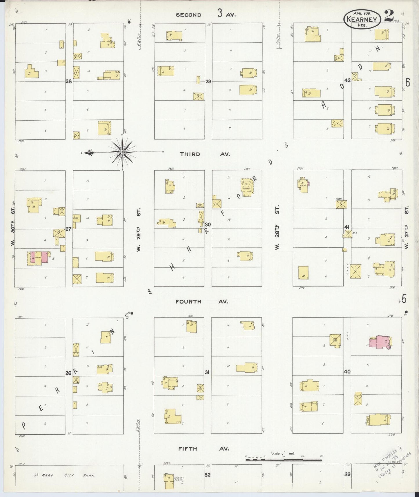 Sanborn Fire Insurance Map from Kearney, Buffalo County, Nebraska (1909), Sheet #0002 - Historic Sanborn Fire Insurance Map Print, vintage old map wall art, antique decor, genealogy gift, Nebraska Nebraska map
