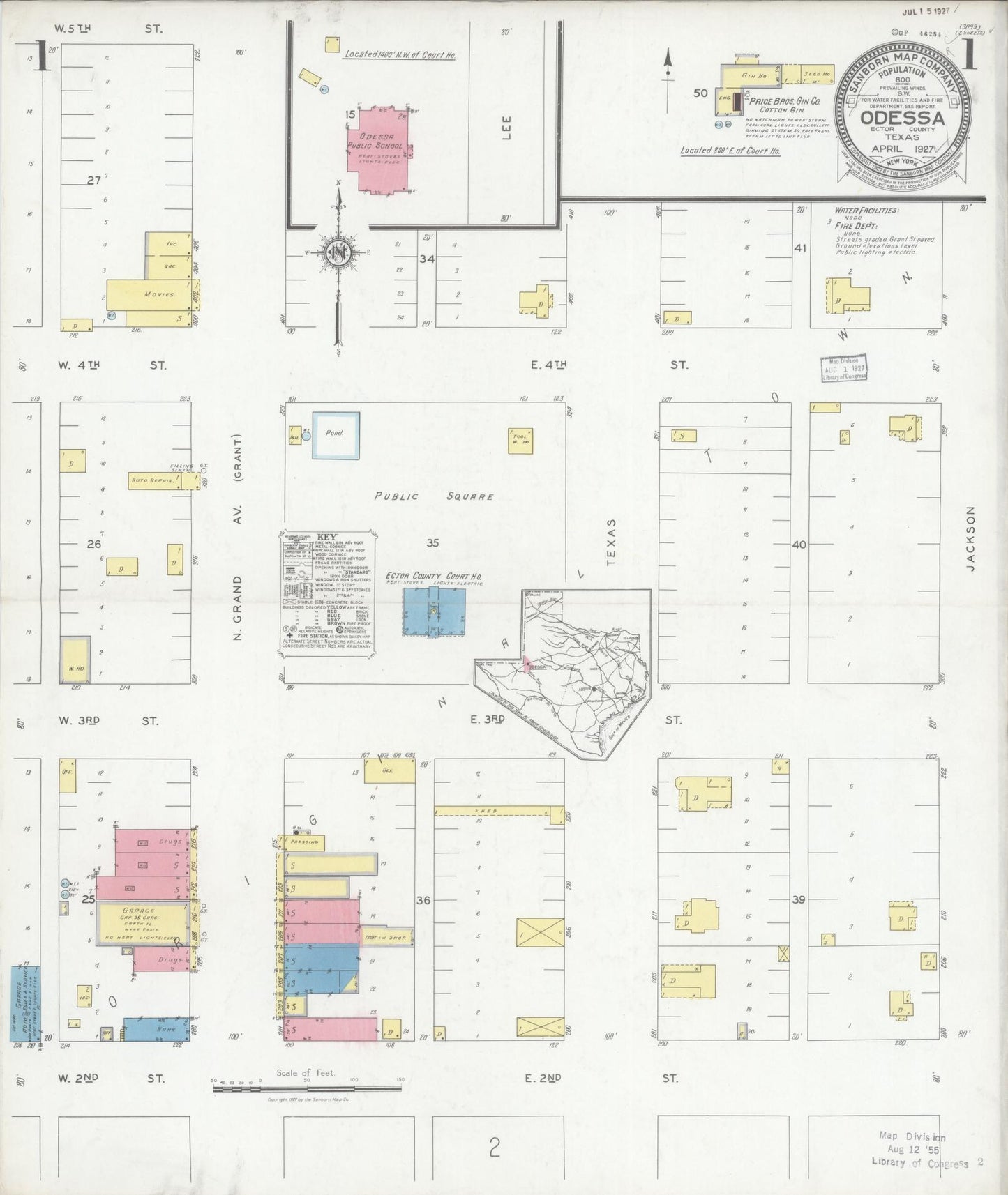 Sanborn Fire Insurance Map from Odessa, Edger County, Texas. (1927) – Historic Sanborn Fire Insurance Map Print