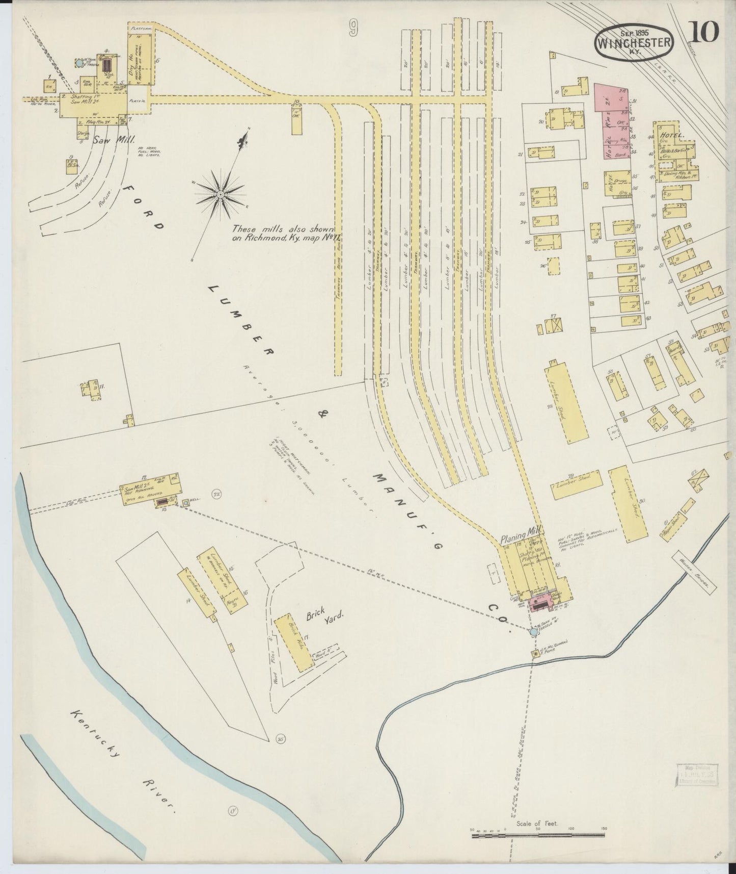 Sanborn Fire Insurance Map from Winchester, Clark County, Kentucky (1895), Sheet #0010 - Complete Map Set gallery image, historic Sanborn map, vintage wall art, Kentucky Kentucky