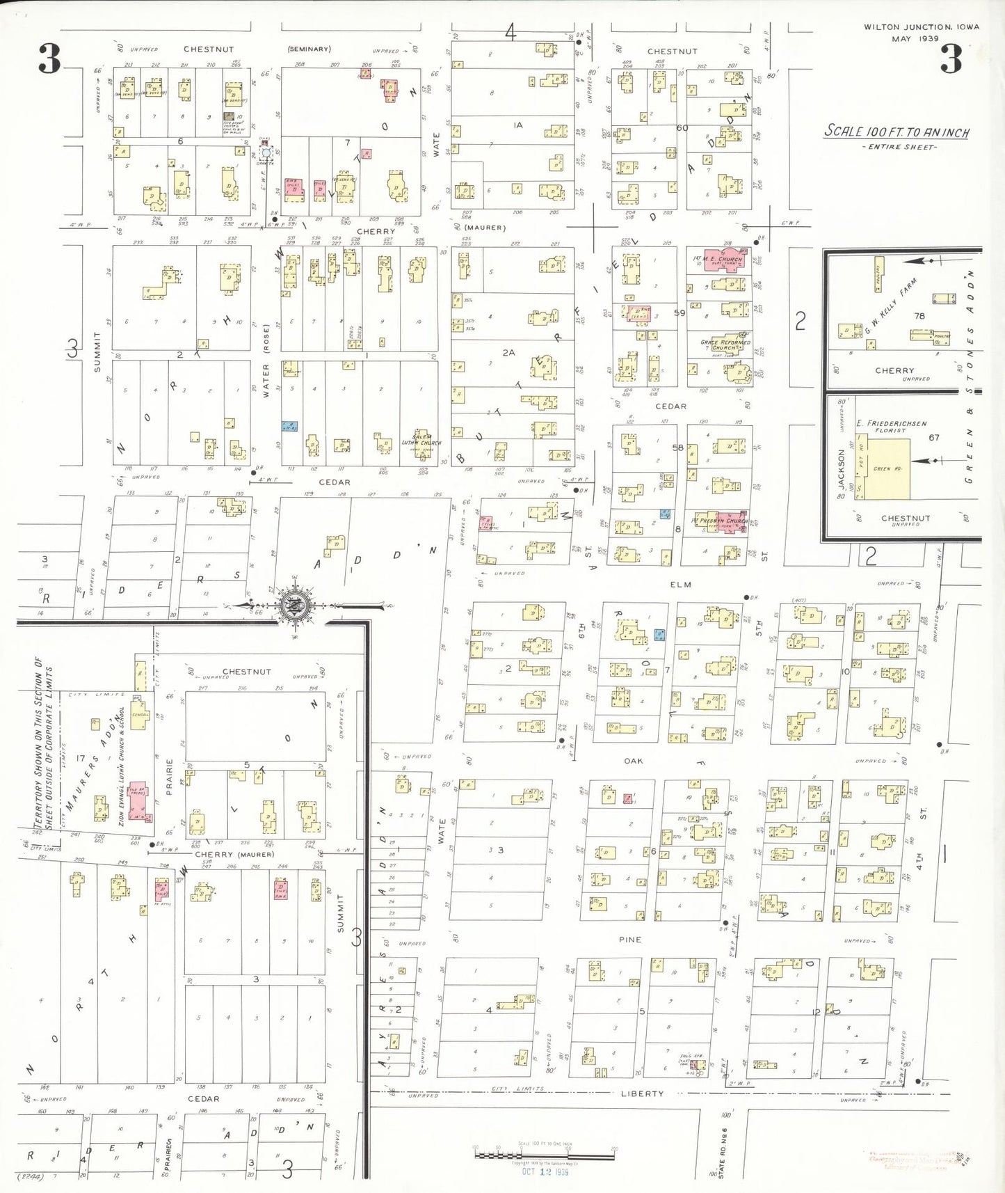 Sanborn Fire Insurance Map from Wilton Junction, Muscatine County, Iowa (1939), Sheet #0003 - Historic Sanborn Fire Insurance Map Print
