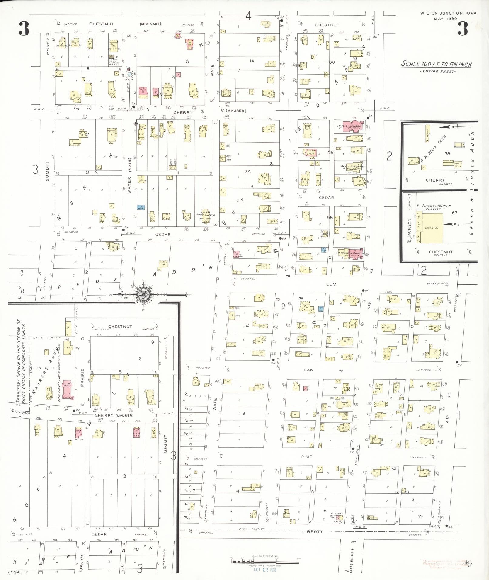 Sanborn Fire Insurance Map from Wilton Junction, Muscatine County, Iowa (1939), Sheet #0003 - Historic Sanborn Fire Insurance Map Print