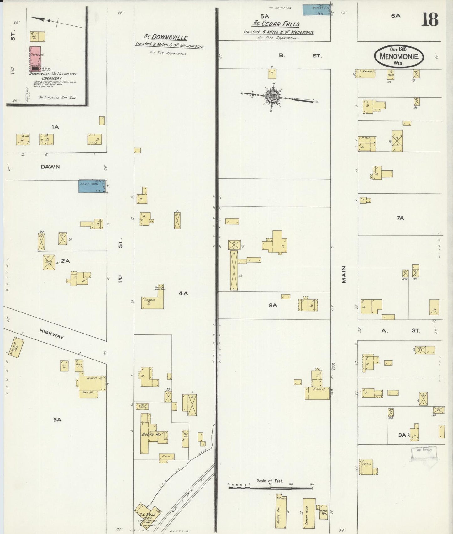 Sanborn Fire Insurance Map from Menomonie, Dunn County, Wisconsin (1910), Sheet #0018 - Historic Sanborn Fire Insurance Map Print, vintage old map wall art, antique decor, genealogy gift, Wisconsin Wisconsin map