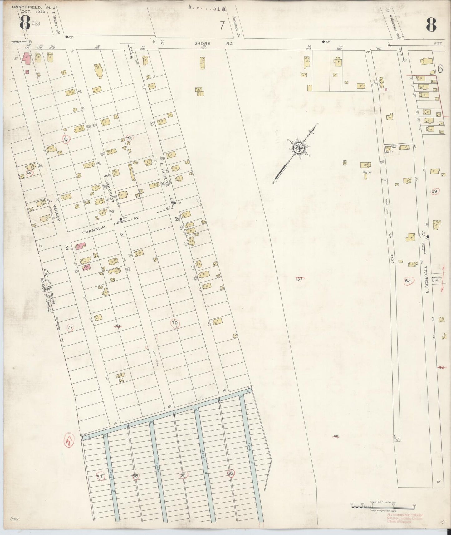 Sanborn Fire Insurance Map from Northfield, Atlantic County, New Jersey (1942), Sheet #0008 - Complete Map Set gallery image, historic Sanborn map, vintage wall art, New Jersey New Jersey
