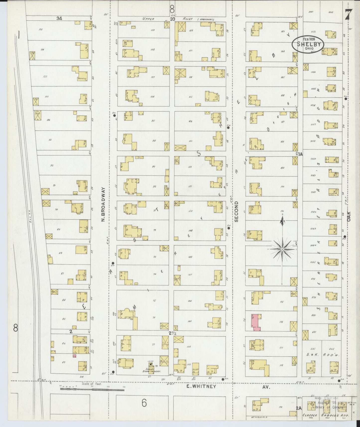 Sanborn Fire Insurance Map from Shelby, Richland County, Ohio (1899), Sheet #0007 - Historic Sanborn Fire Insurance Map Print, vintage old map wall art, antique decor, genealogy gift, Ohio Ohio map