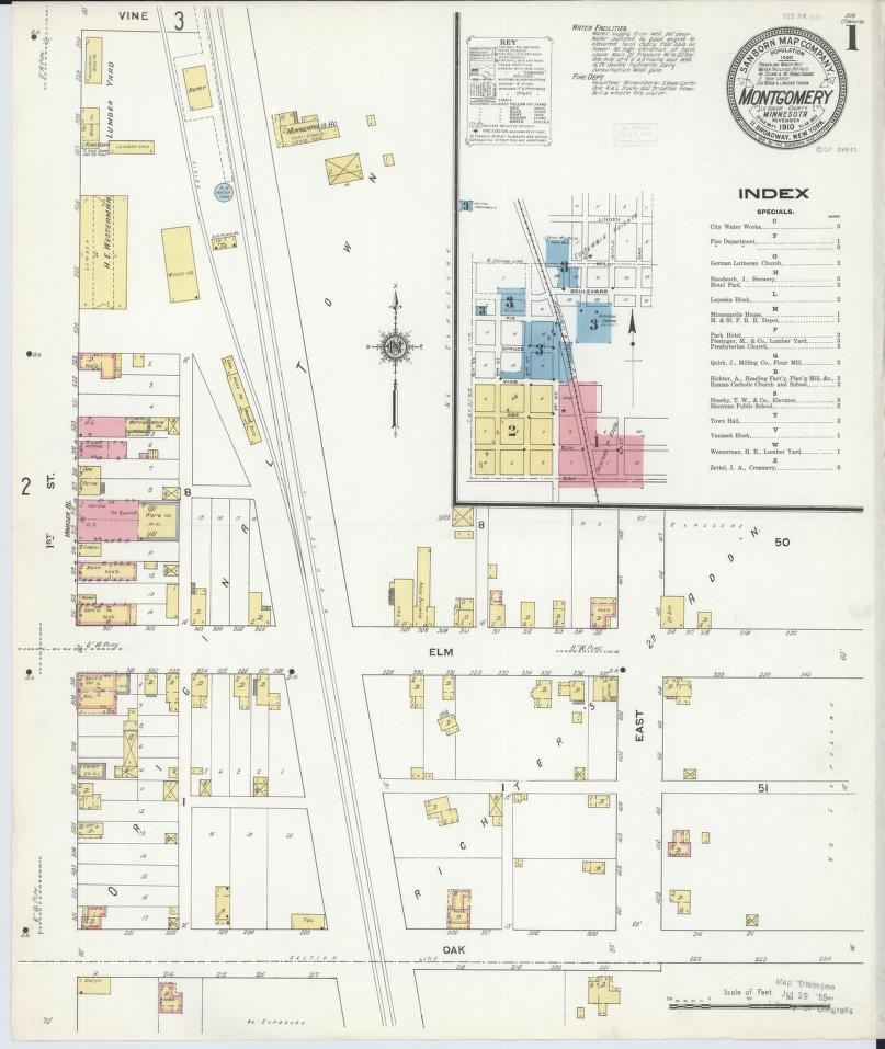 Sanborn Fire Insurance Map from Montgomery, Le Sueur County, Minnesota. (1910) – Map View