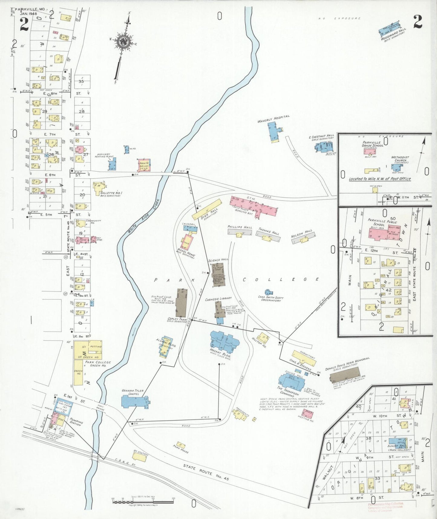 Sanborn Fire Insurance Map from Parkville, Platte County, Missouri (1948), Sheet #0002 - Complete Map Set gallery image, historic Sanborn map, vintage wall art, Missouri Missouri