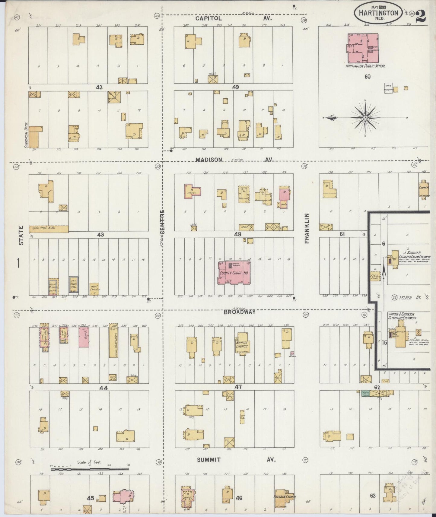 Sanborn Fire Insurance Map from Hartington, Cedar County, Nebraska (1899), Sheet #0002 - Complete Map Set gallery image, historic Sanborn map, vintage wall art, Nebraska Nebraska
