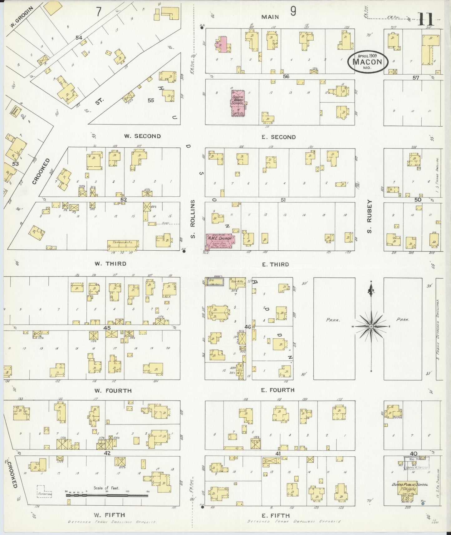 Sanborn Fire Insurance Map from Macon, Macon County, Missouri (1909), Sheet #0011 - Complete Map Set gallery image, historic Sanborn map, vintage wall art, Missouri Missouri