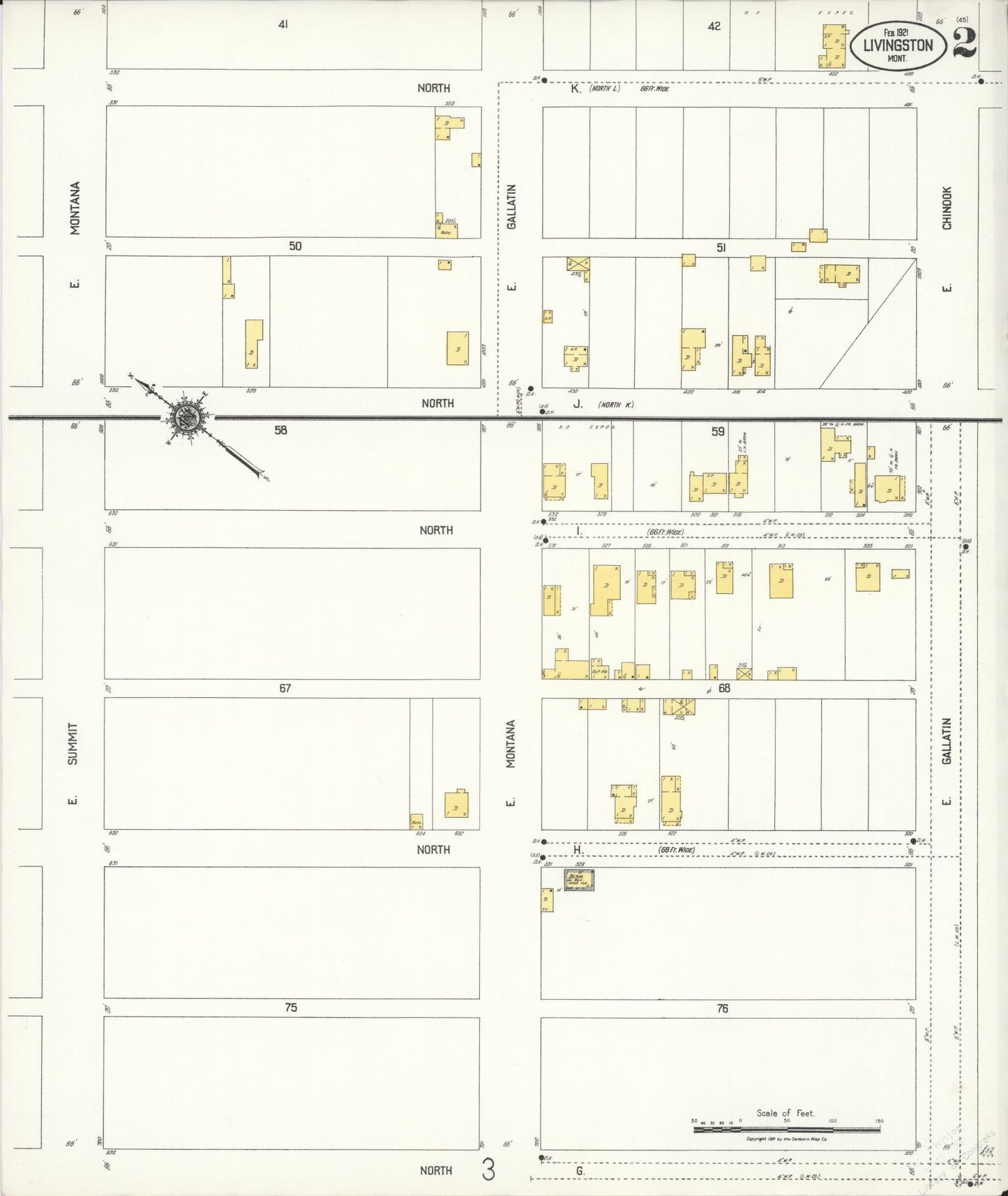 Sanborn Fire Insurance Map from Livingston, Park County, Montana (1921), Sheet #0002 - Historic Sanborn Fire Insurance Map Print, vintage old map wall art, antique decor, genealogy gift, Montana Montana map