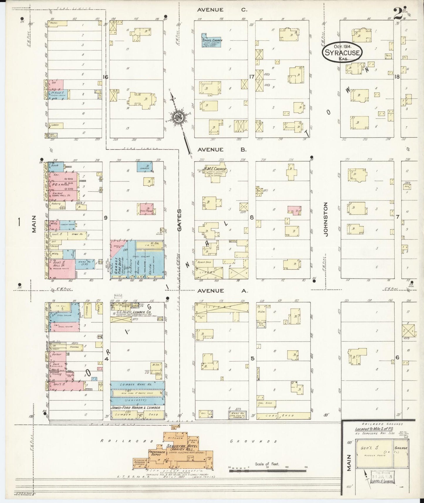 Sanborn Fire Insurance Map from Syracuse, Hamilton County, Kansas (1914), Sheet #0002 - Historic Sanborn Fire Insurance Map Print, vintage old map wall art, antique decor, genealogy gift, Kansas Kansas map
