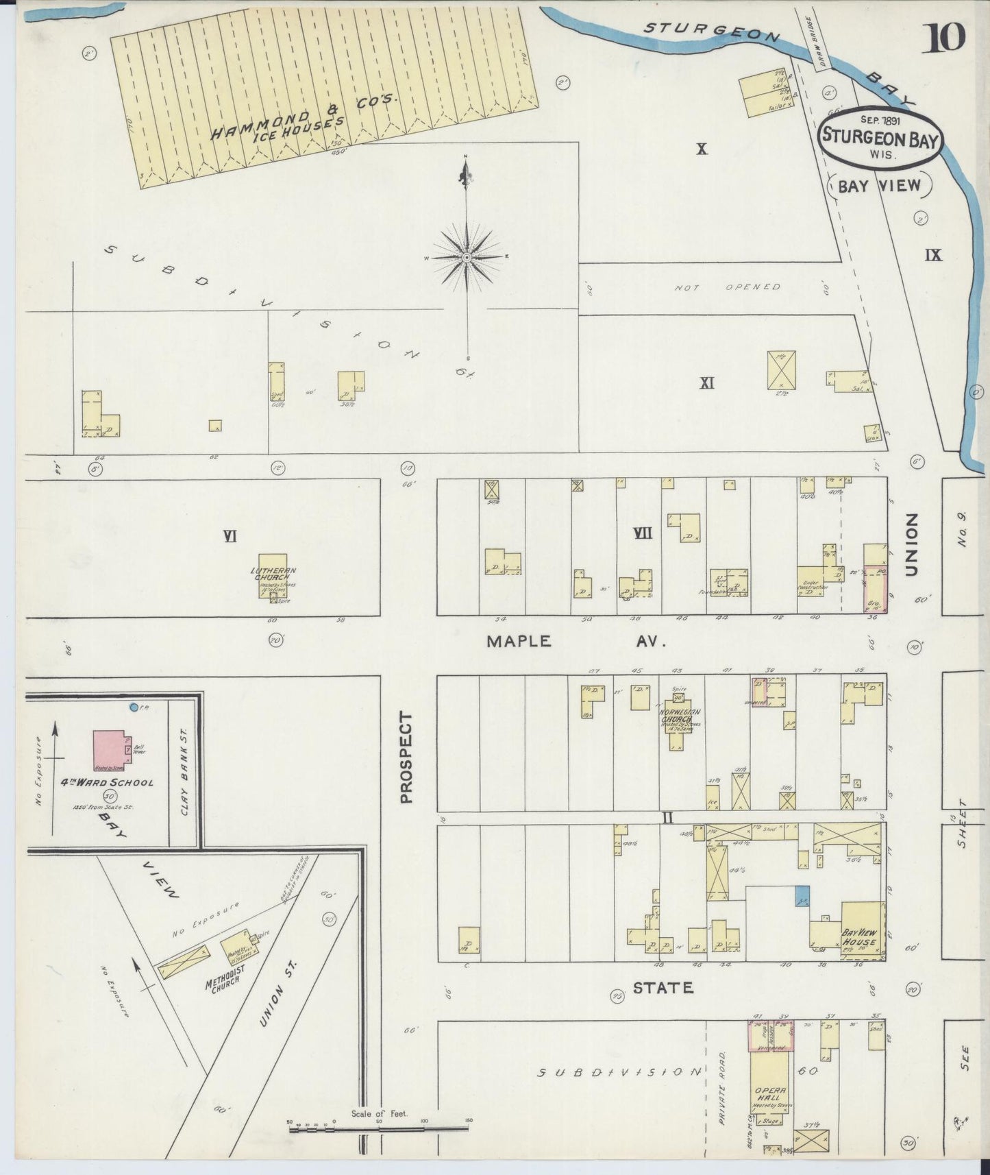 Sanborn Fire Insurance Map from Sturgeon Bay, Door County, Wisconsin (1891), Sheet #0010 - Complete Map Set gallery image, historic Sanborn map, vintage wall art, Wisconsin Wisconsin