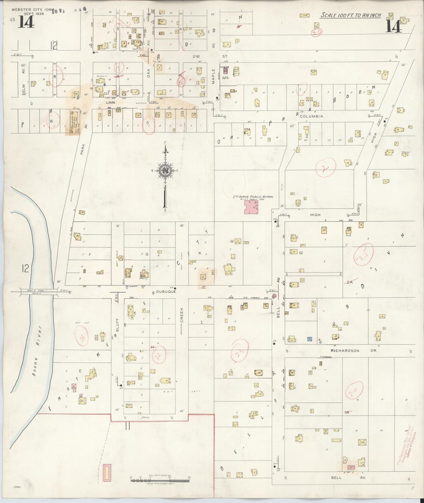Sanborn Fire Insurance Map from Webster City, Hamilton County, Iowa (1950), Sheet #0014 - Historic Sanborn Fire Insurance Map Print