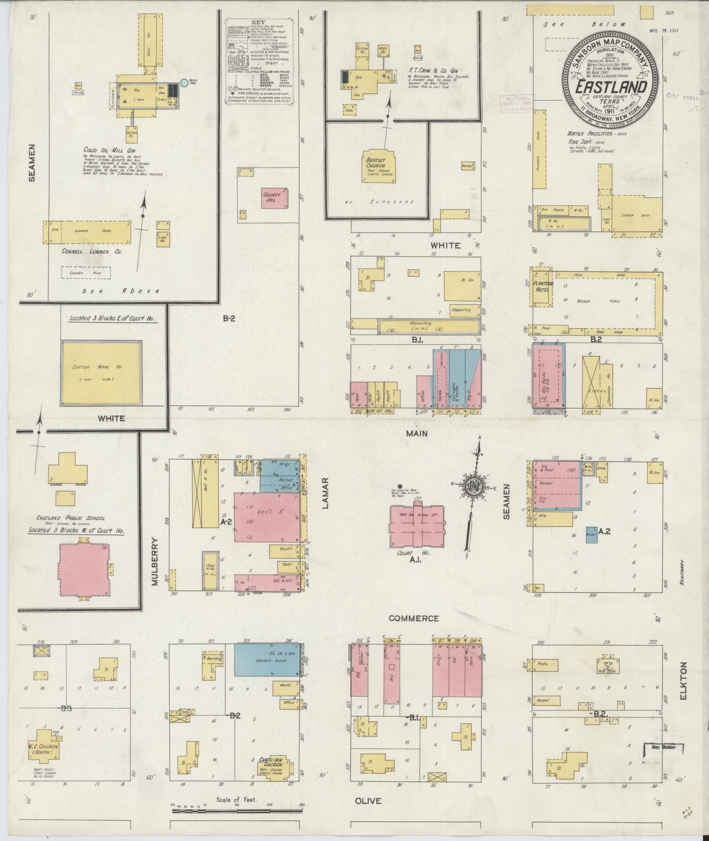 Sanborn Fire Insurance Map from Eastland, Eastland County, Texas. (1911) – Historic Sanborn Fire Insurance Map Print