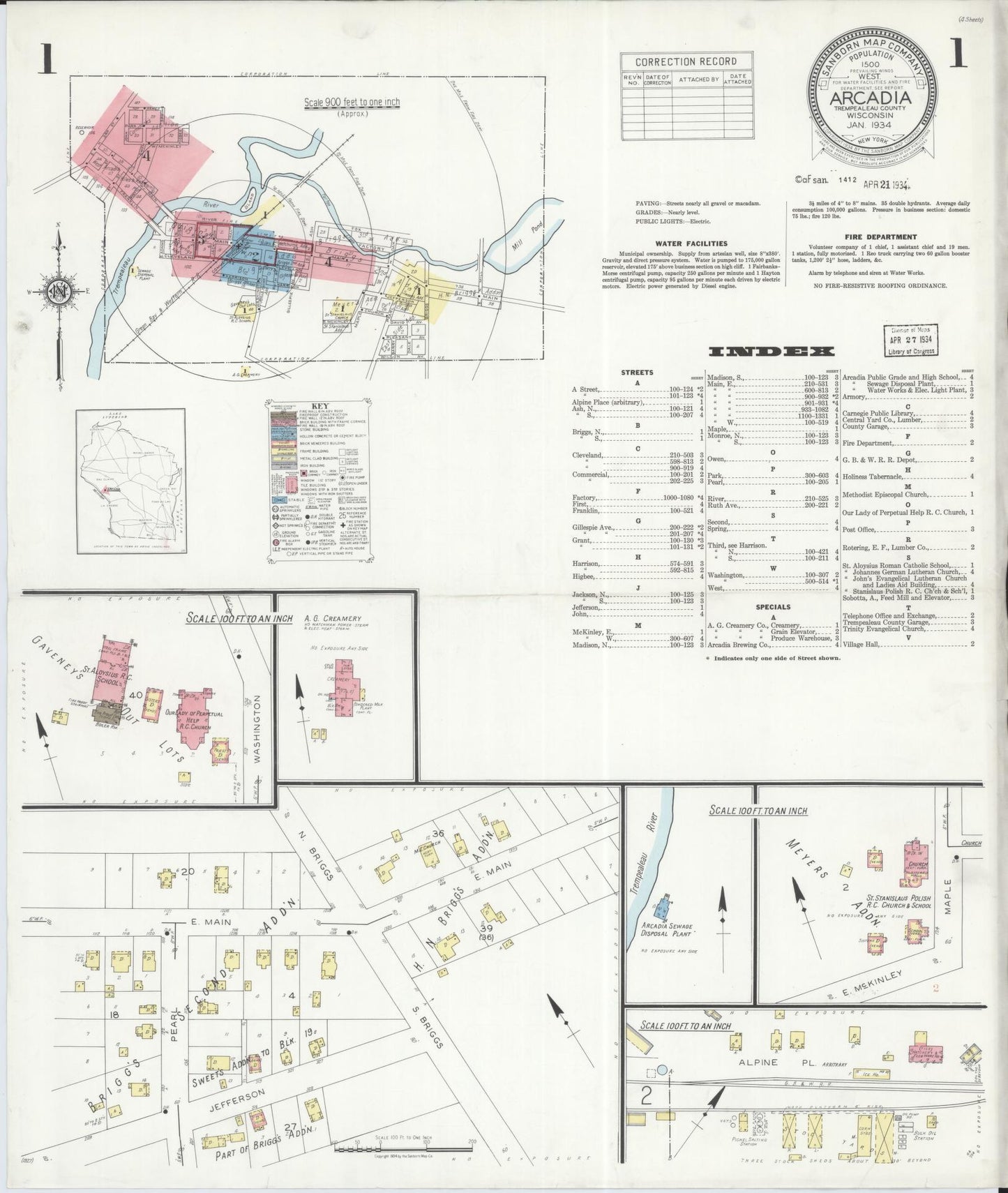 Arcadia, Trempealeau County, Wisconsin (1934) – Sanborn Fire Insurance Map – Map View