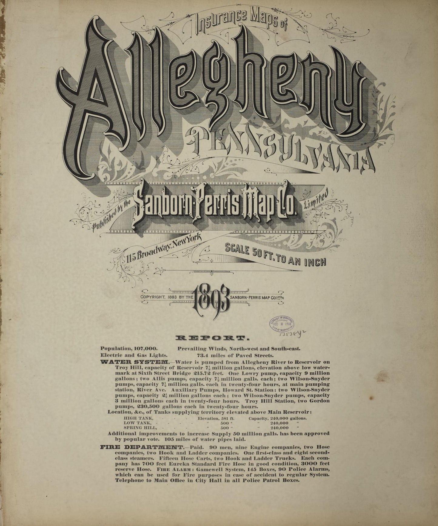 Sanborn Fire Insurance Map from Allegheny, Allegheny County, Pennsylvania. (1893) – Historic Sanborn Fire Insurance Map Print