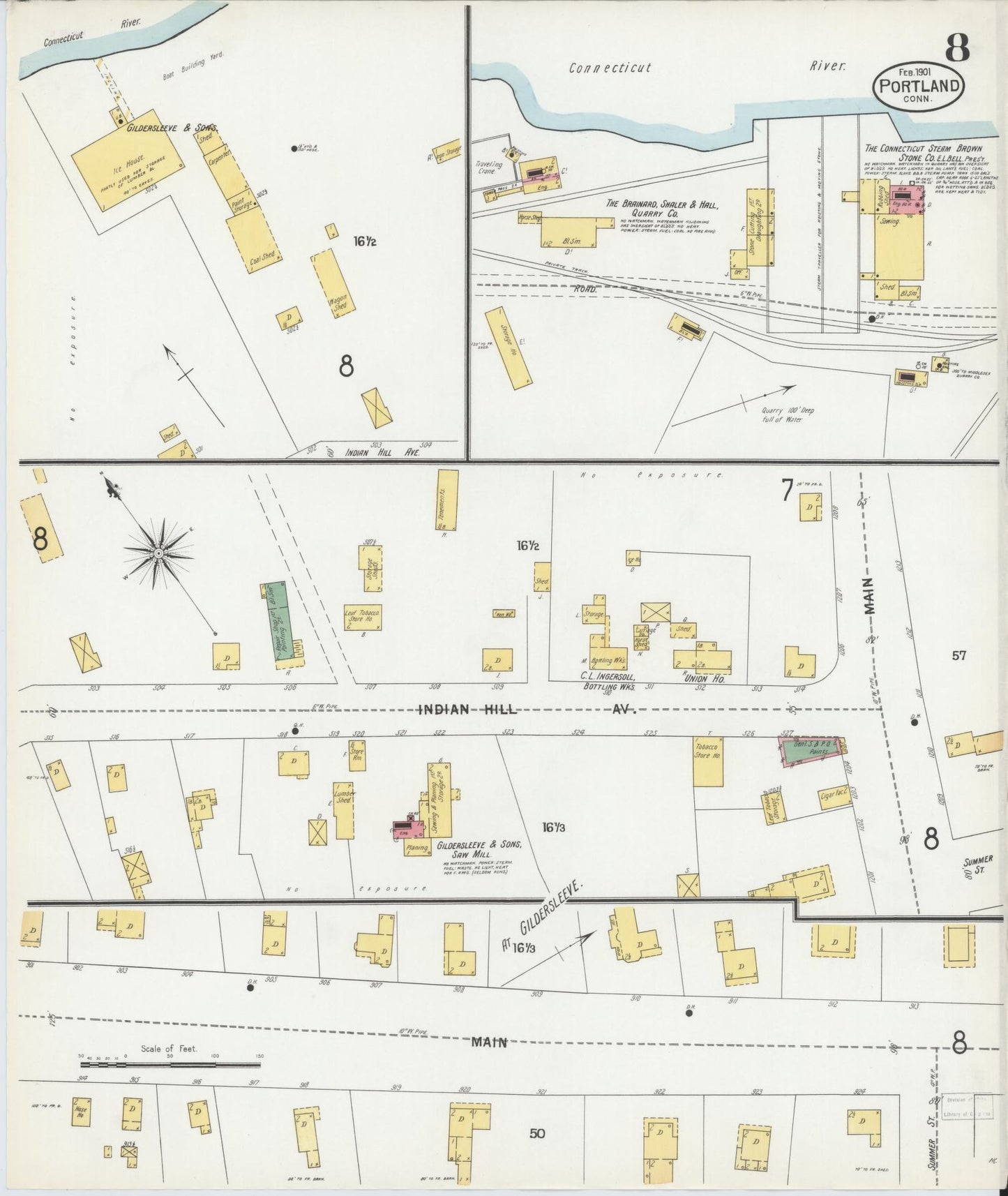 Sanborn Fire Insurance Map from Portland, Middlesex County, Connecticut (1901), Sheet #0008 - Complete Map Set gallery image, historic Sanborn map, vintage wall art, Connecticut Connecticut