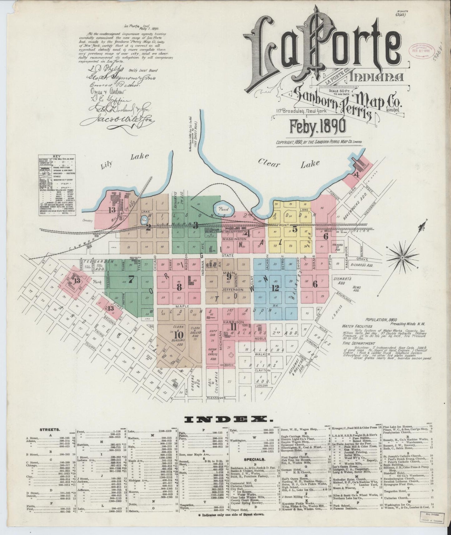 Sanborn Fire Insurance Map from La Porte, La Porte County, Indiana (1890), Sheet #0001 - Historic Sanborn Fire Insurance Map Print, vintage old map wall art, antique decor, genealogy gift, Indiana Indiana map