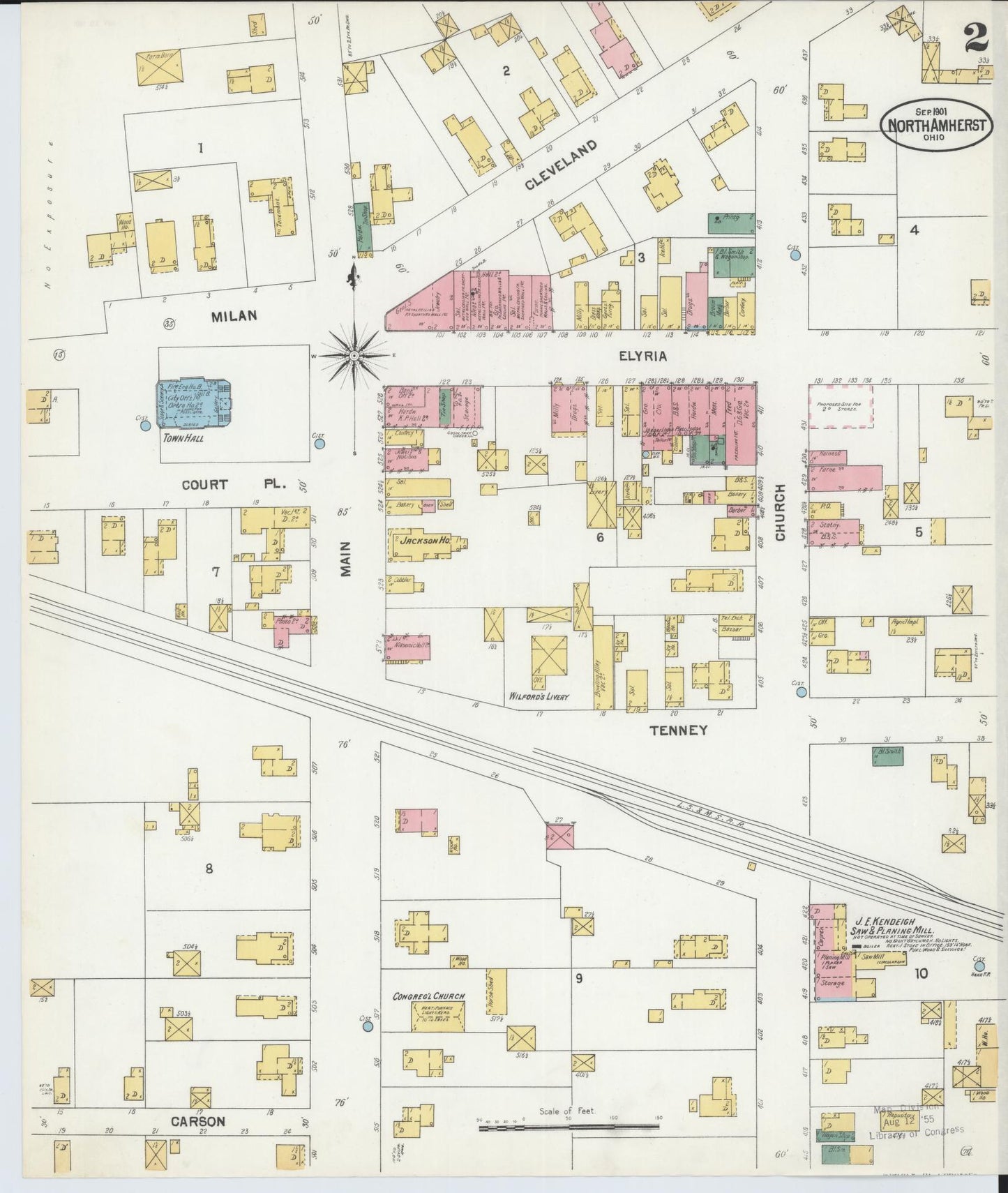 Sanborn Fire Insurance Map from North Amherst, Lorain County, Ohio (1901), Sheet #0002 - Historic Sanborn Fire Insurance Map Print, vintage old map wall art, antique decor, genealogy gift, Ohio Ohio map