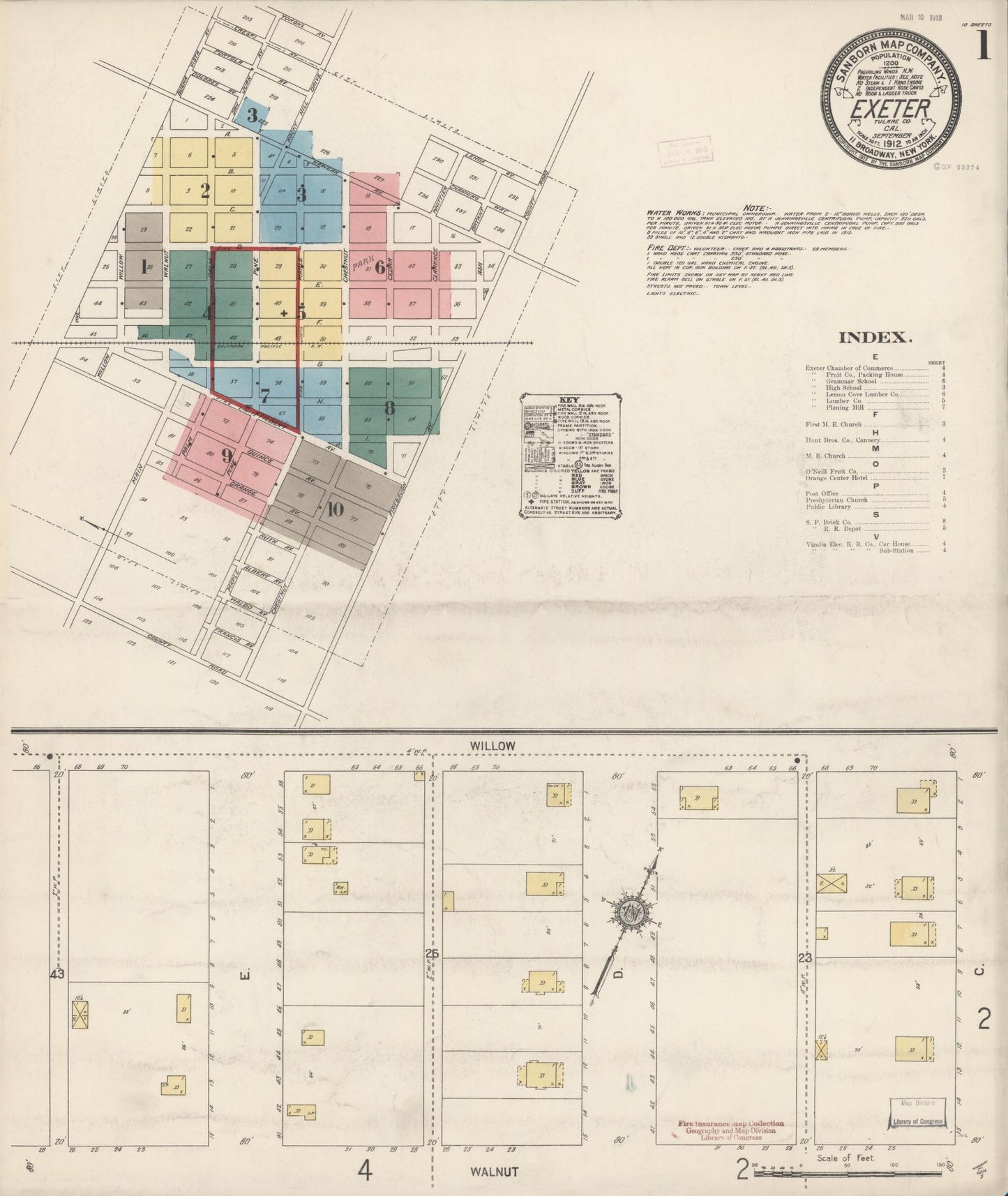 Sanborn Fire Insurance Map from Exeter, Tulare County, California. (1912) – Historic Sanborn Fire Insurance Map Print