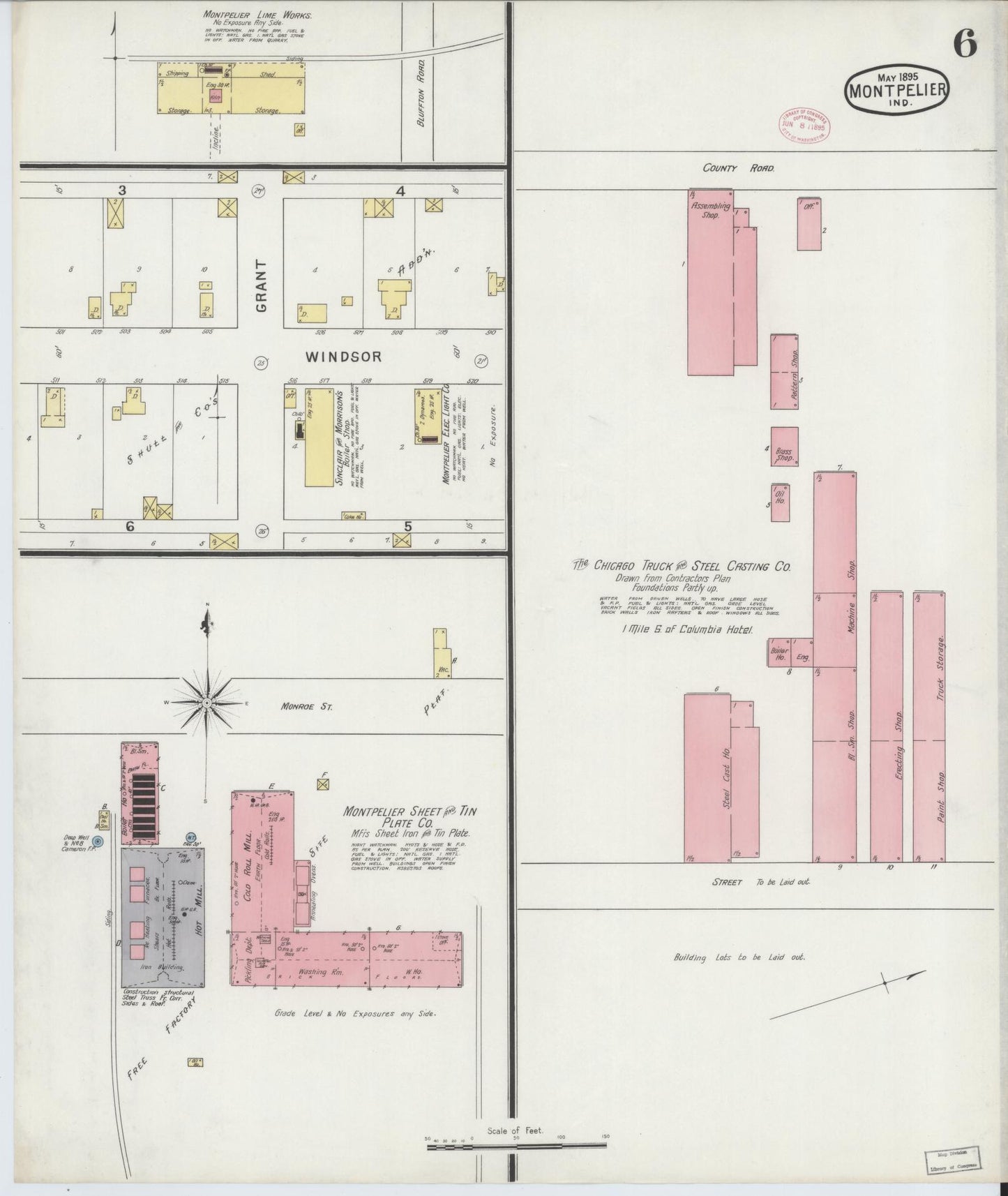 Sanborn Fire Insurance Map from Montpelier, Blackford County, Indiana (1895), Sheet #0006 - Complete Map Set gallery image, historic Sanborn map, vintage wall art, Indiana Indiana