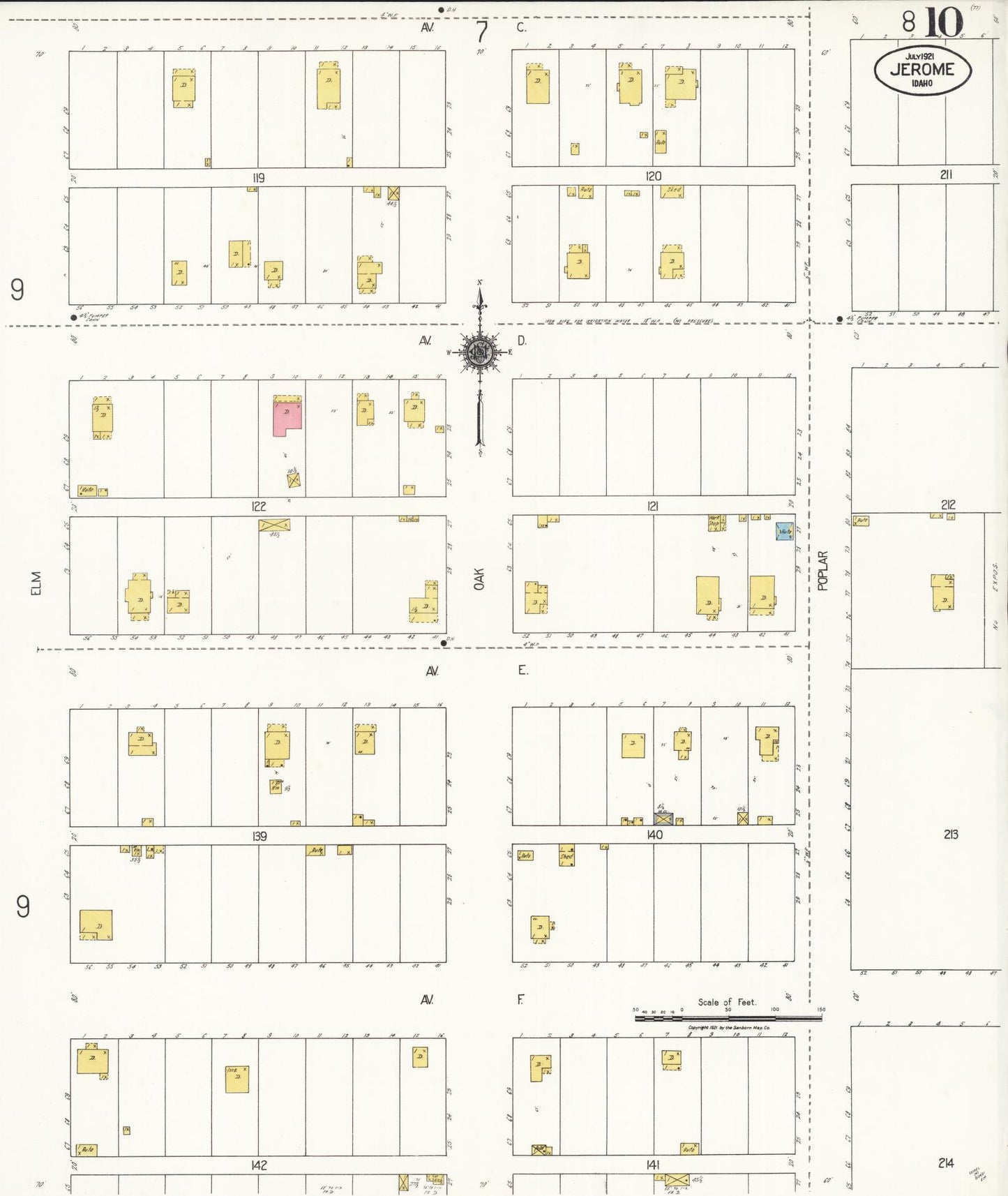Sanborn Fire Insurance Map from Jerome, Jerome County, Idaho (1921), Sheet #0010 - Complete Map Set gallery image, historic Sanborn map, vintage wall art, Idaho Idaho