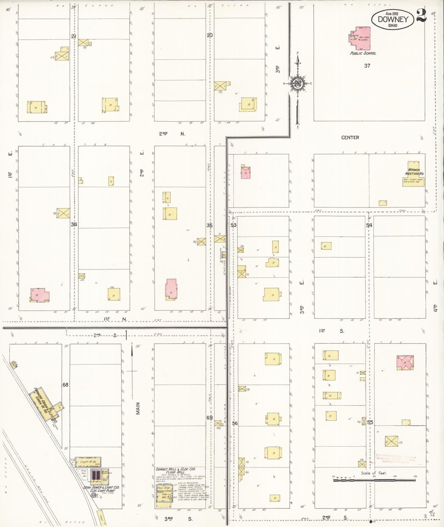 Sanborn Fire Insurance Map from Downey, Bannock County, Idaho (1915), Sheet #0002 - Complete Map Set gallery image, historic Sanborn map, vintage wall art, Idaho Idaho