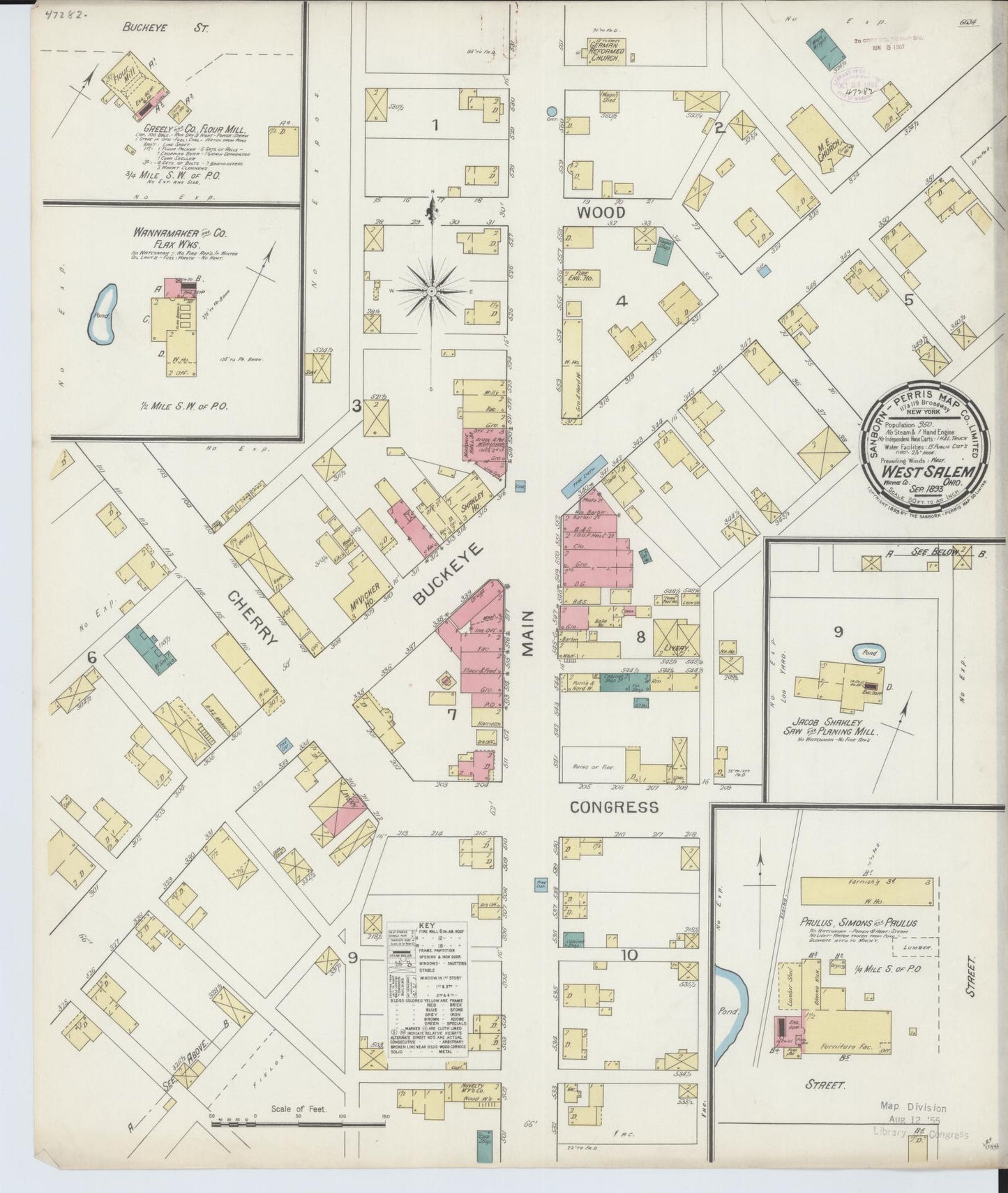 Sanborn Fire Insurance Map from West Salem, Wayne County, Ohio (1893), Sheet #0001 - Historic Sanborn Fire Insurance Map Print, vintage old map wall art, antique decor, genealogy gift, Ohio Ohio map