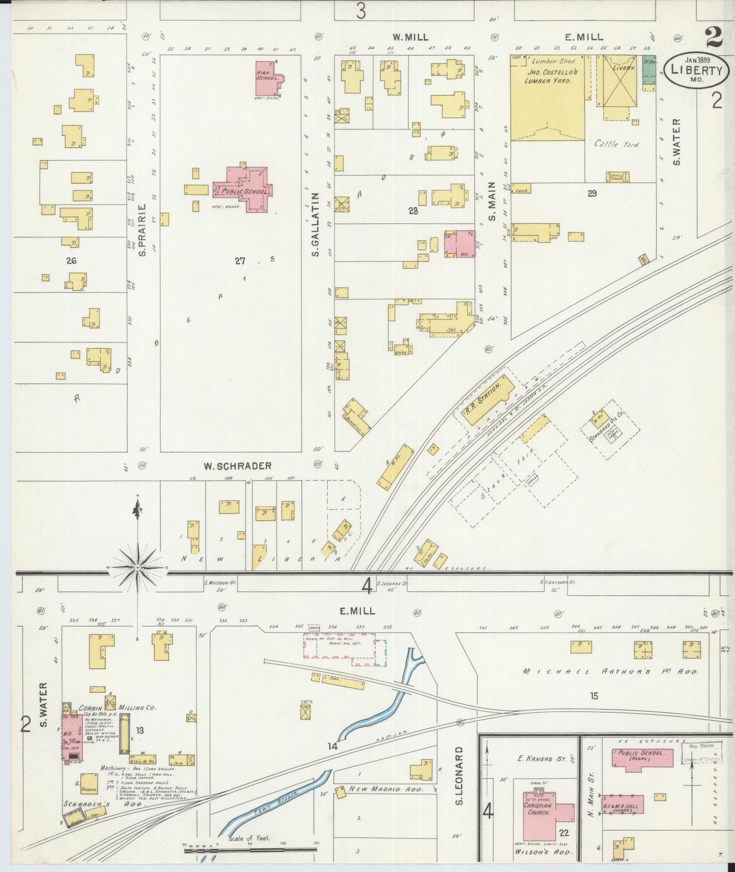 Sanborn Fire Insurance Map from Liberty, Clay County, Missouri (1899), Sheet #0002 - Historic Sanborn Fire Insurance Map Print, vintage old map wall art, antique decor, genealogy gift, Missouri Missouri map