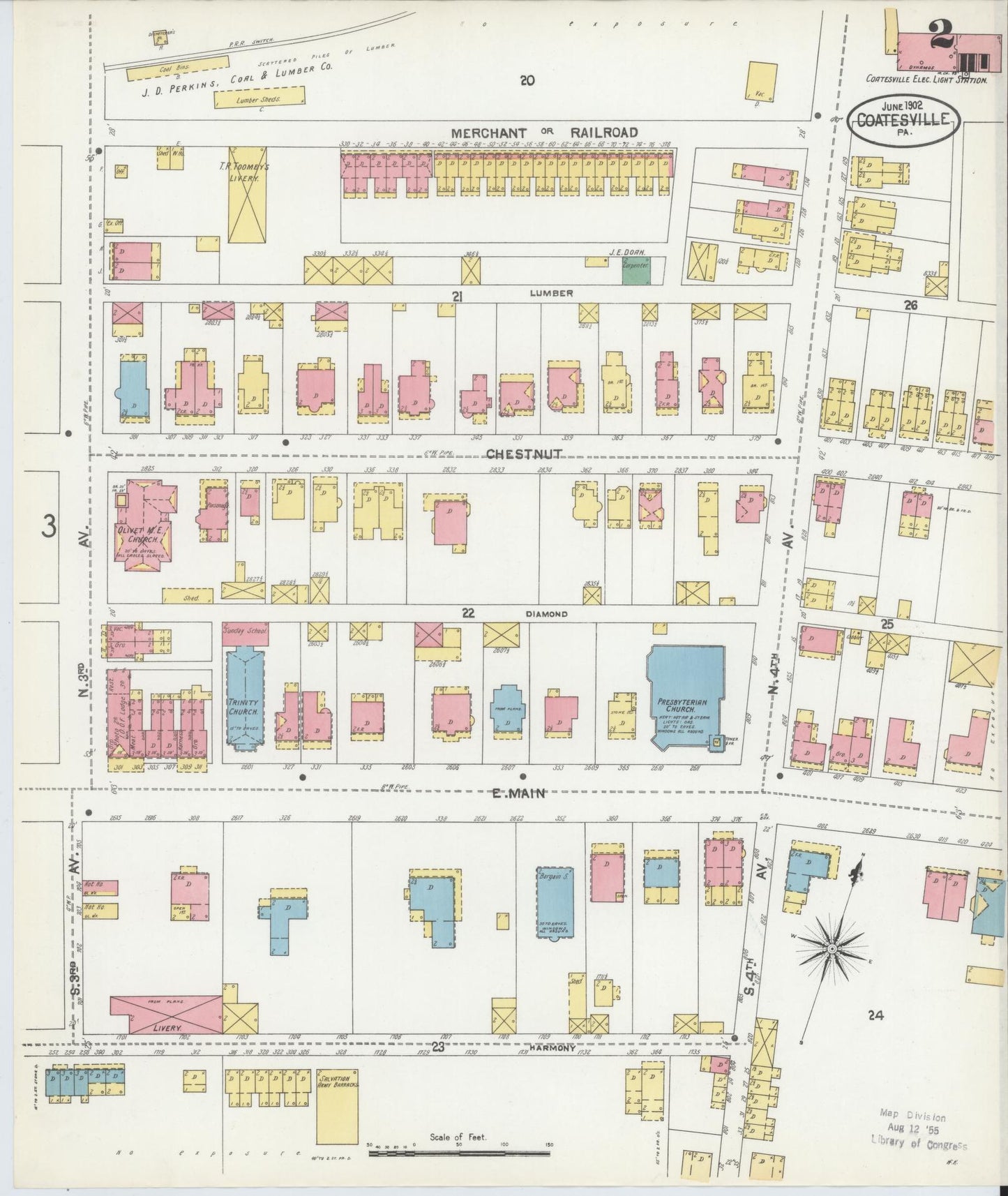 Sanborn Fire Insurance Map from Coatesville, Chester County, Pennsylvania (1902), Sheet #0002 - Historic Sanborn Fire Insurance Map Print, vintage old map wall art, antique decor, genealogy gift, Pennsylvania Pennsylvania map