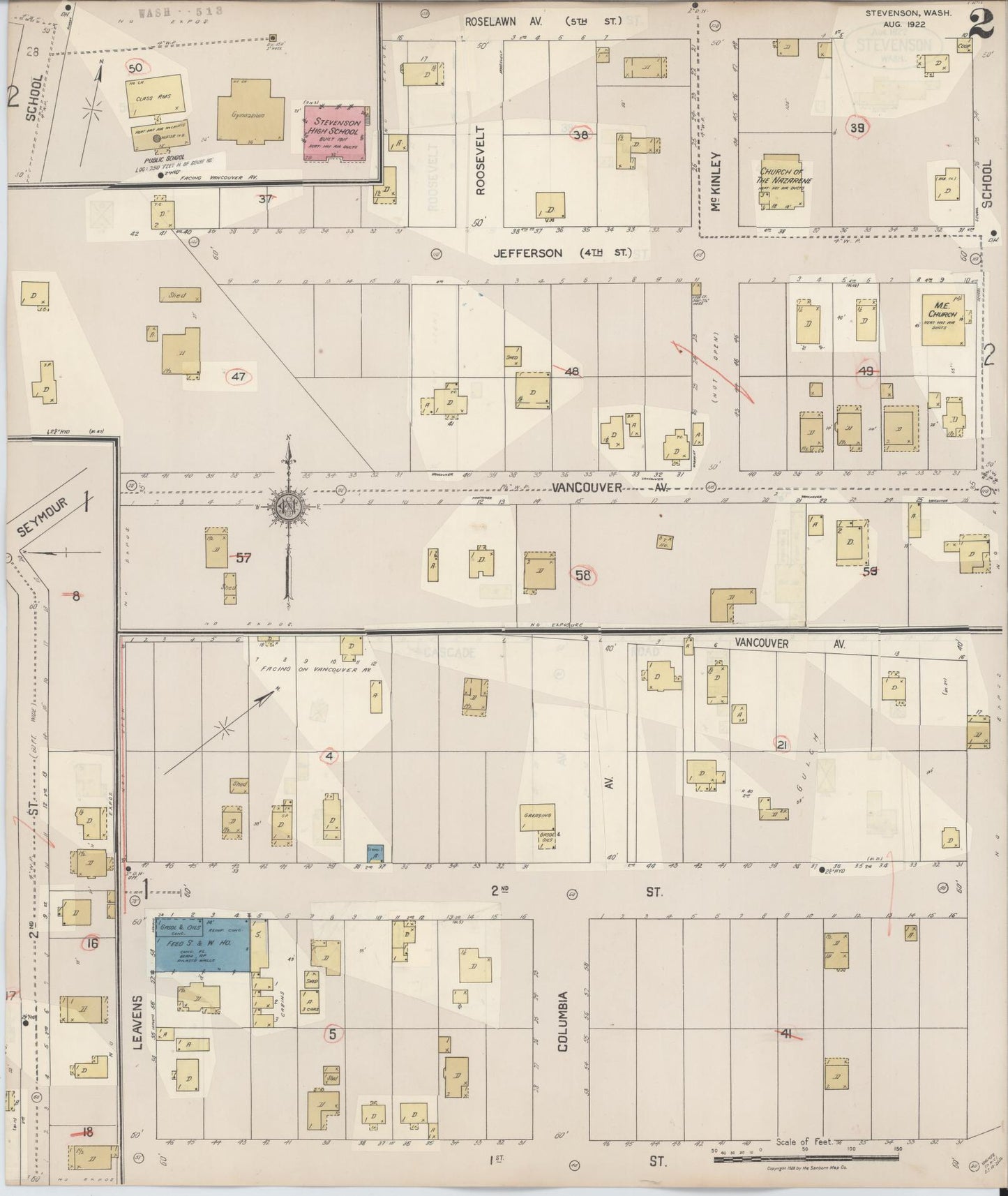 Sanborn Fire Insurance Map from Stevenson, Skamania County, Washington (1942), Sheet #0002 - Complete Map Set gallery image, historic Sanborn map, vintage wall art, Washington Washington