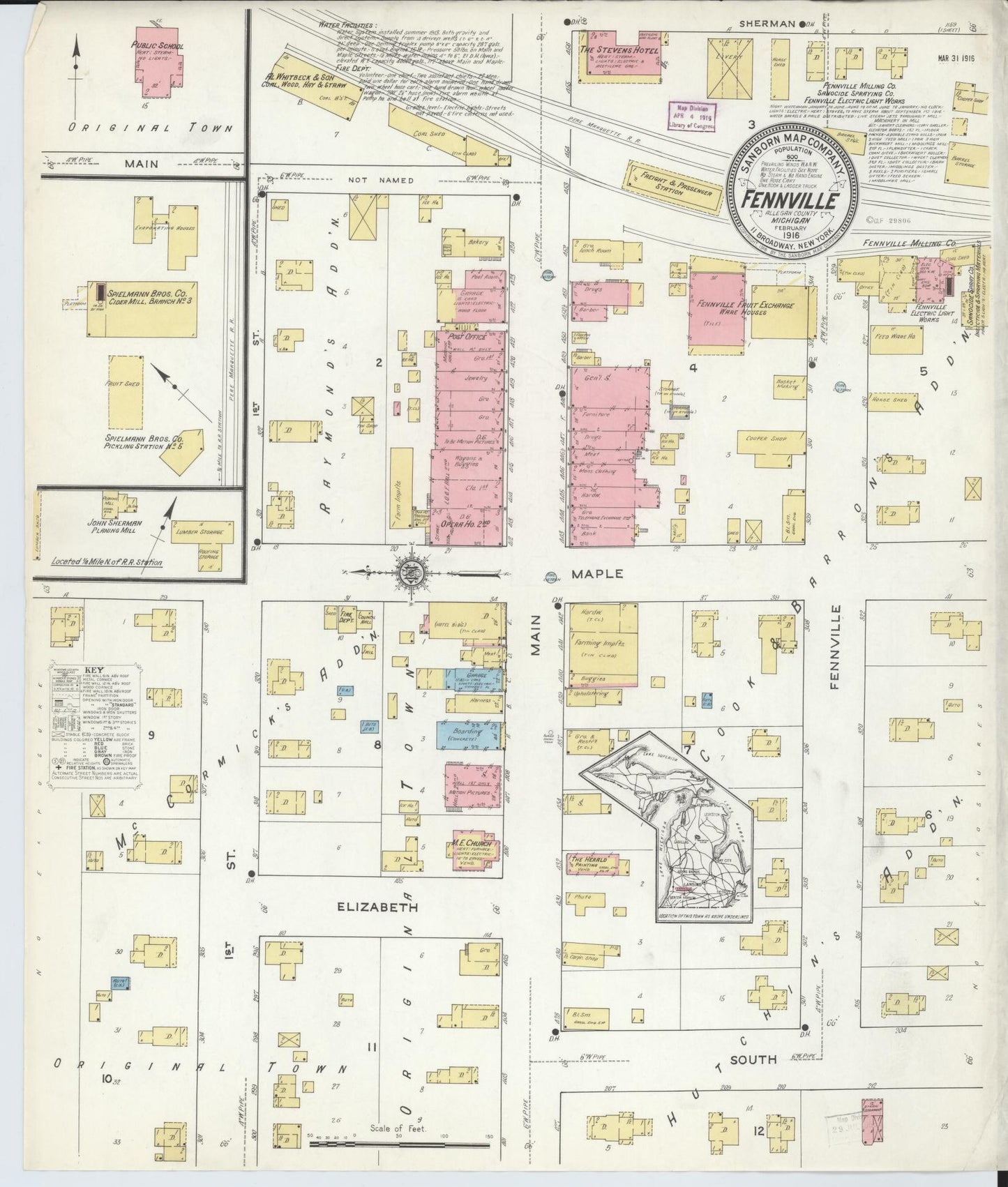 Sanborn Fire Insurance Map from Fennville, Allegan County, Michigan. (1916) – Historic Sanborn Fire Insurance Map Print