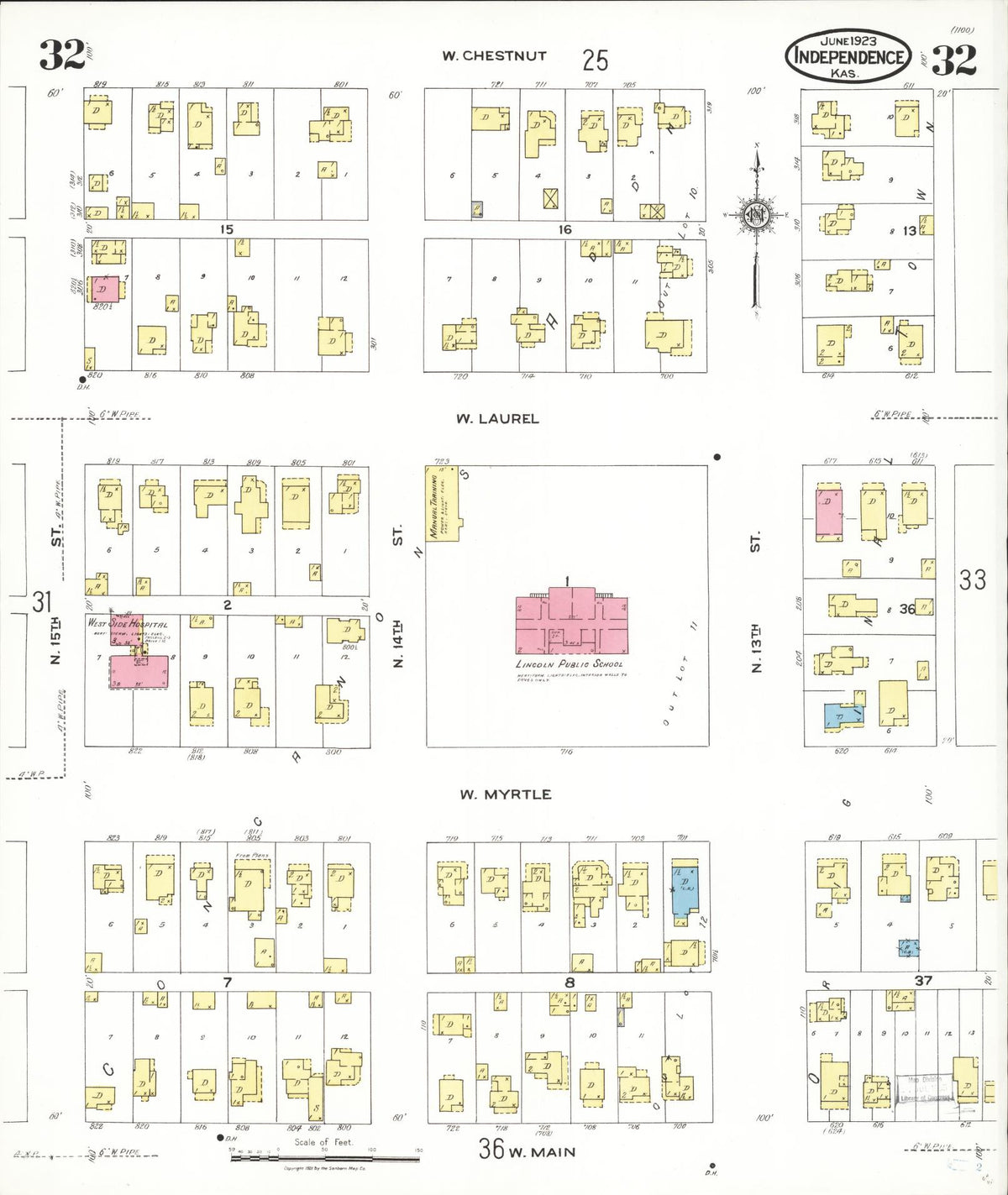 Sanborn Fire Insurance Map from Independence, Montgomery County, Kansas (1923), Sheet #0033 - Historic Sanborn Fire Insurance Map Print, vintage old map wall art, antique decor, genealogy gift, Kansas Kansas map