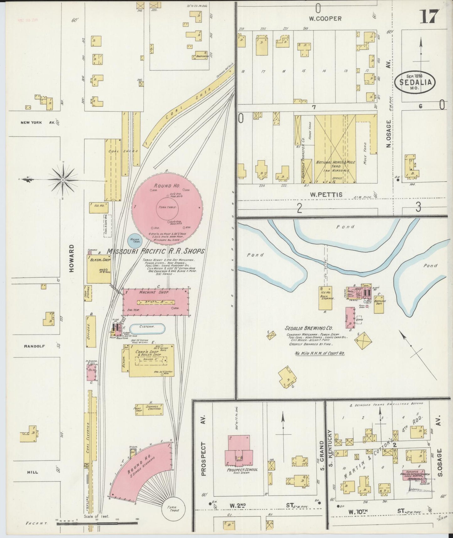 Sanborn Fire Insurance Map from Sedalia, Pettis County, Missouri (1898), Sheet #0017 - Complete Map Set gallery image, historic Sanborn map, vintage wall art, Missouri Missouri