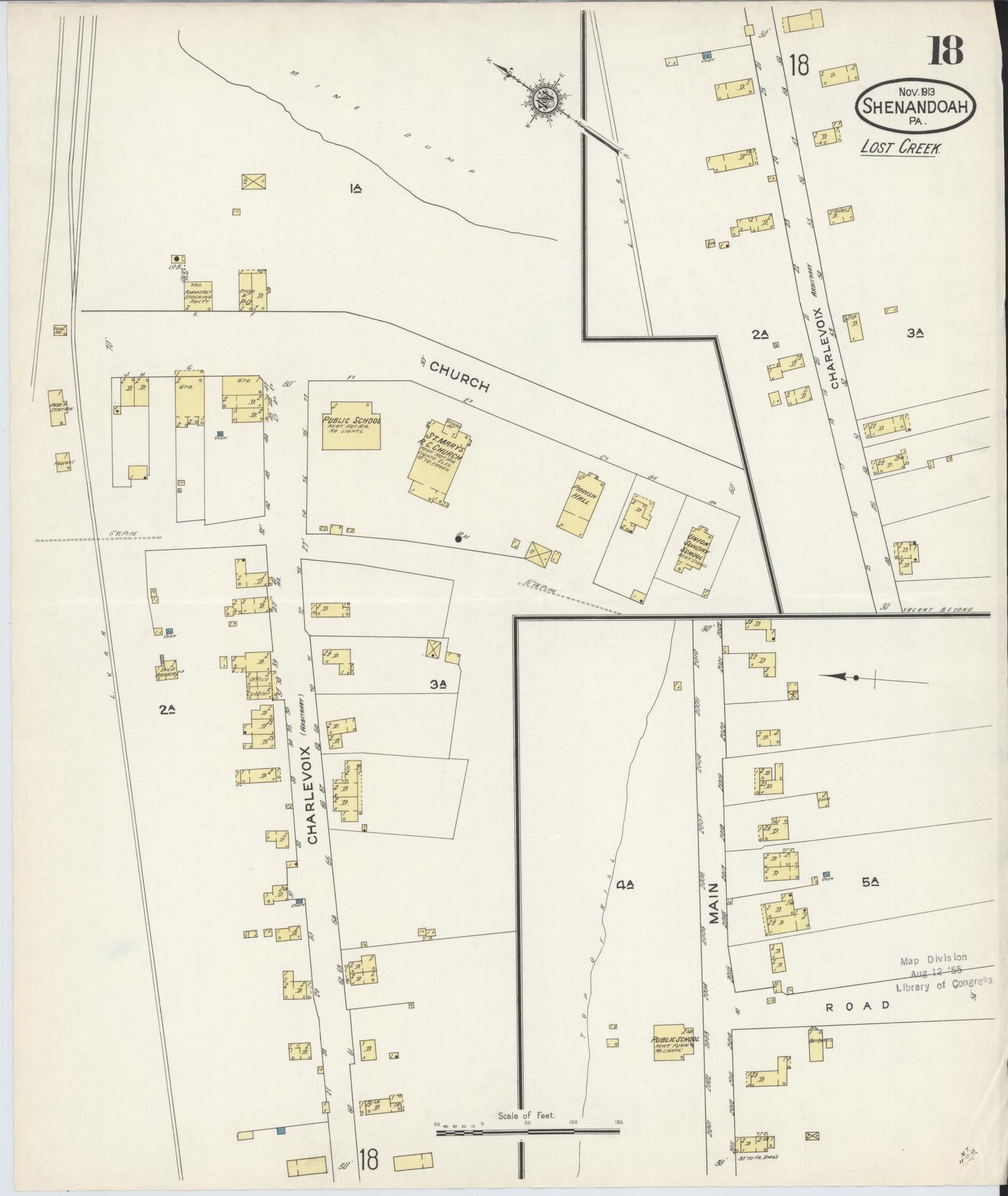 Sanborn Fire Insurance Map from Shenandoah, Schuylkill County, Pennsylvania (1913), Sheet #0018 - Complete Map Set gallery image, historic Sanborn map, vintage wall art, Pennsylvania Pennsylvania