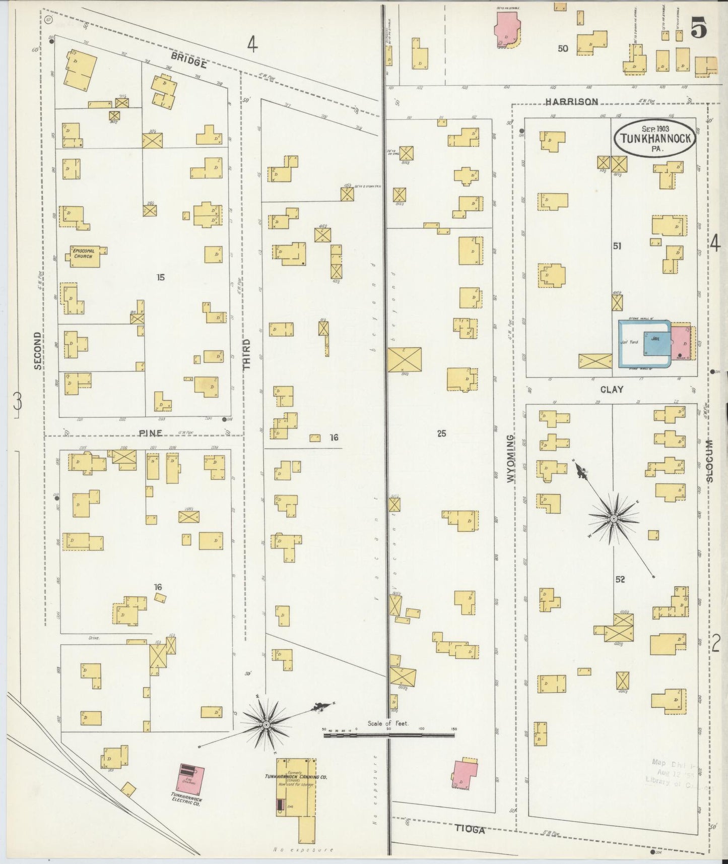 Sanborn Fire Insurance Map from Tunkhannock, Wyoming County, Pennsylvania (1903), Sheet #0005 - Complete Map Set gallery image, historic Sanborn map, vintage wall art, Pennsylvania Pennsylvania