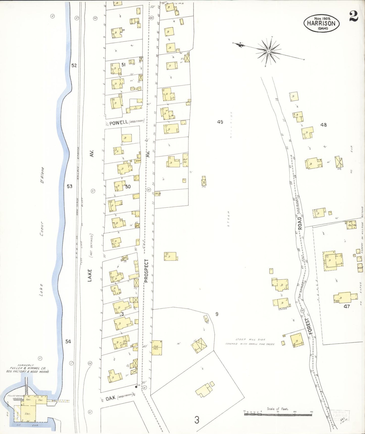 Sanborn Fire Insurance Map from Harrison, Kootenai County, Idaho (1908), Sheet #0002 - Historic Sanborn Fire Insurance Map Print, vintage old map wall art, antique decor, genealogy gift, Idaho Idaho map