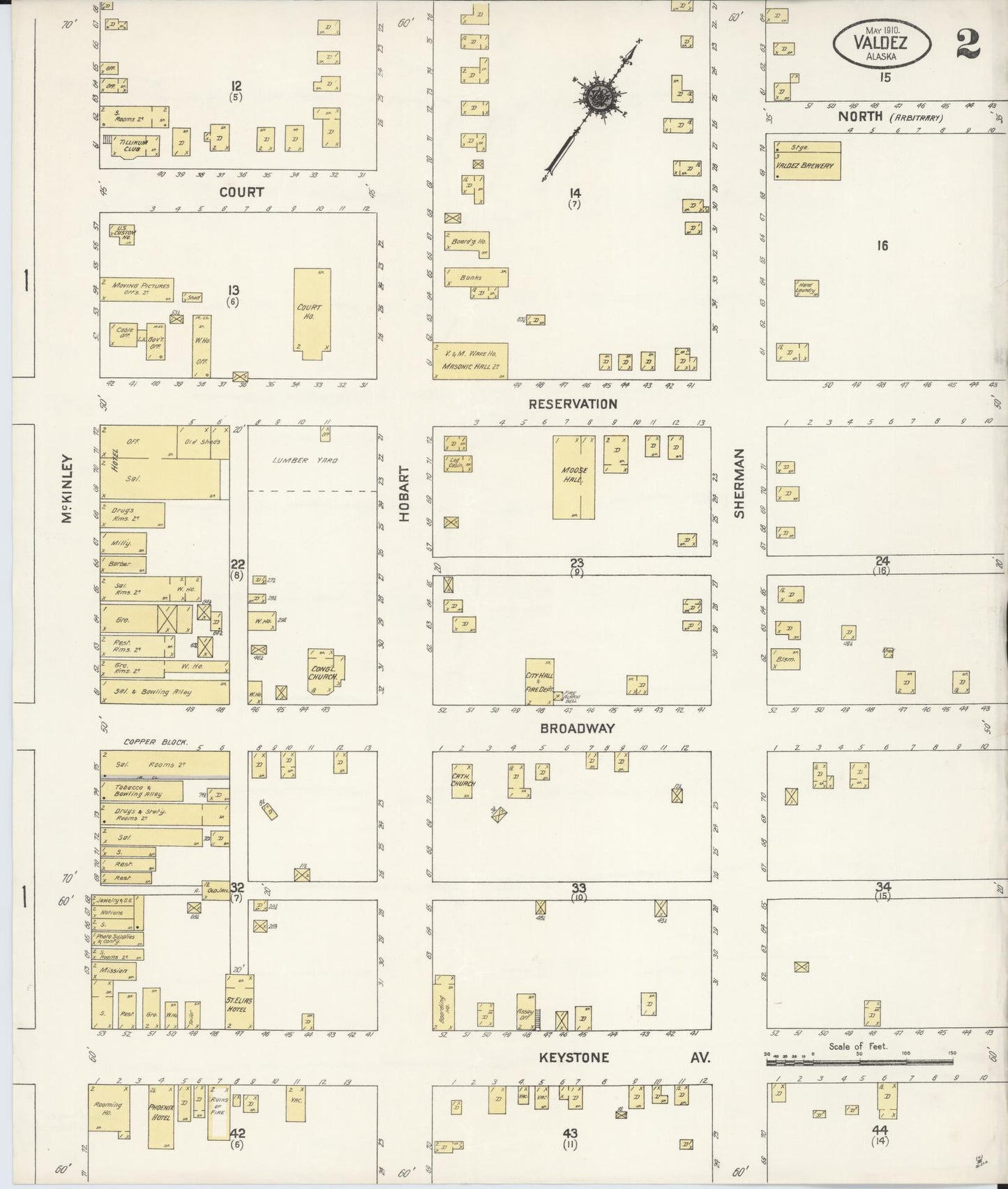 valdez-chitina-whittier, Alaska - 1910 - Sanborn Fire Insurance Map, Sheet 0002 - Historic Sanborn Fire Insurance Map Print, valdez-chitina-whittier Alaska 1910 0002 vintage old map wall art