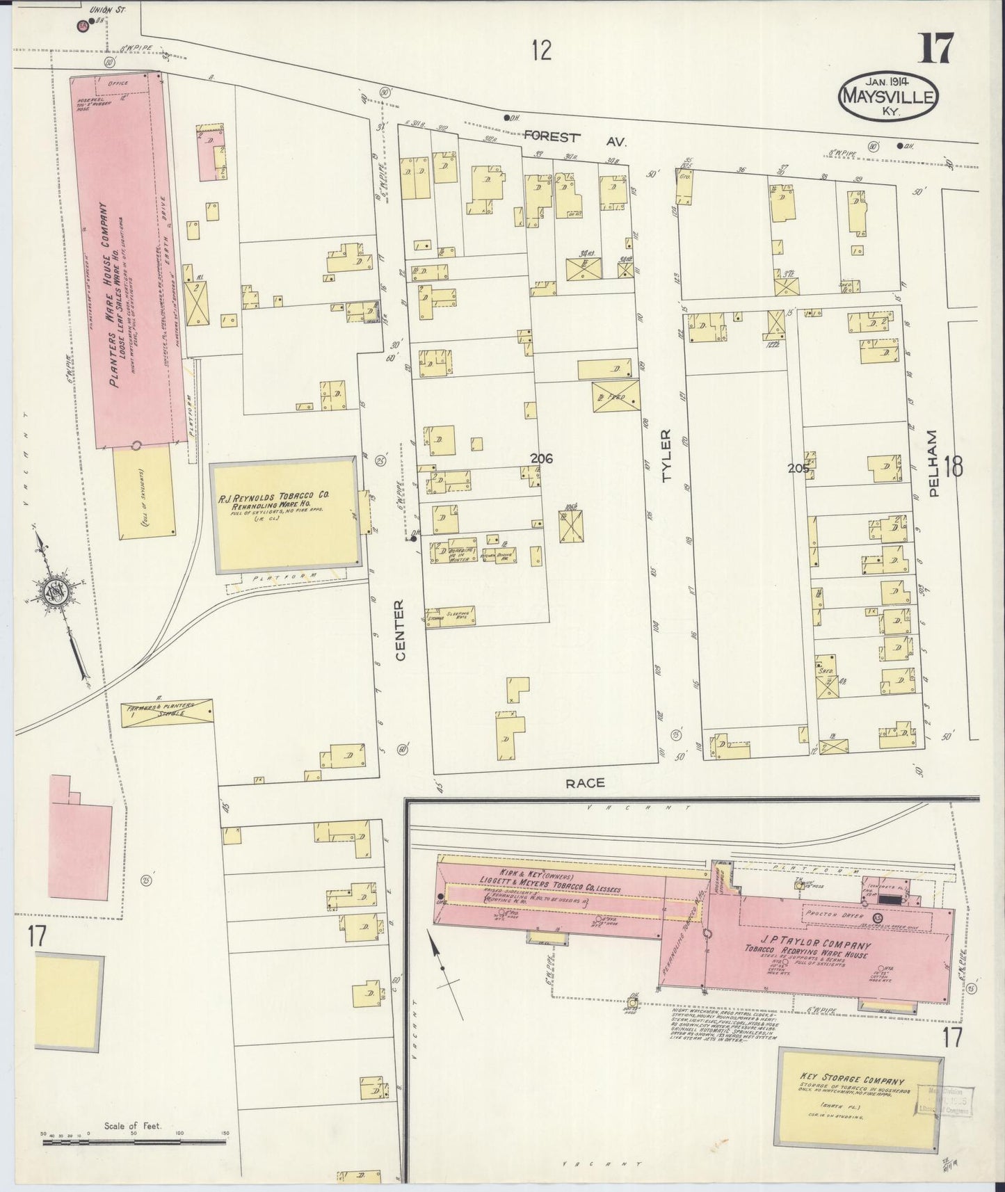Sanborn Fire Insurance Map from Maysville, Mason County, Kentucky (1914), Sheet #0017 - Historic Sanborn Fire Insurance Map Print, vintage old map wall art, antique decor, genealogy gift, Kentucky Kentucky map