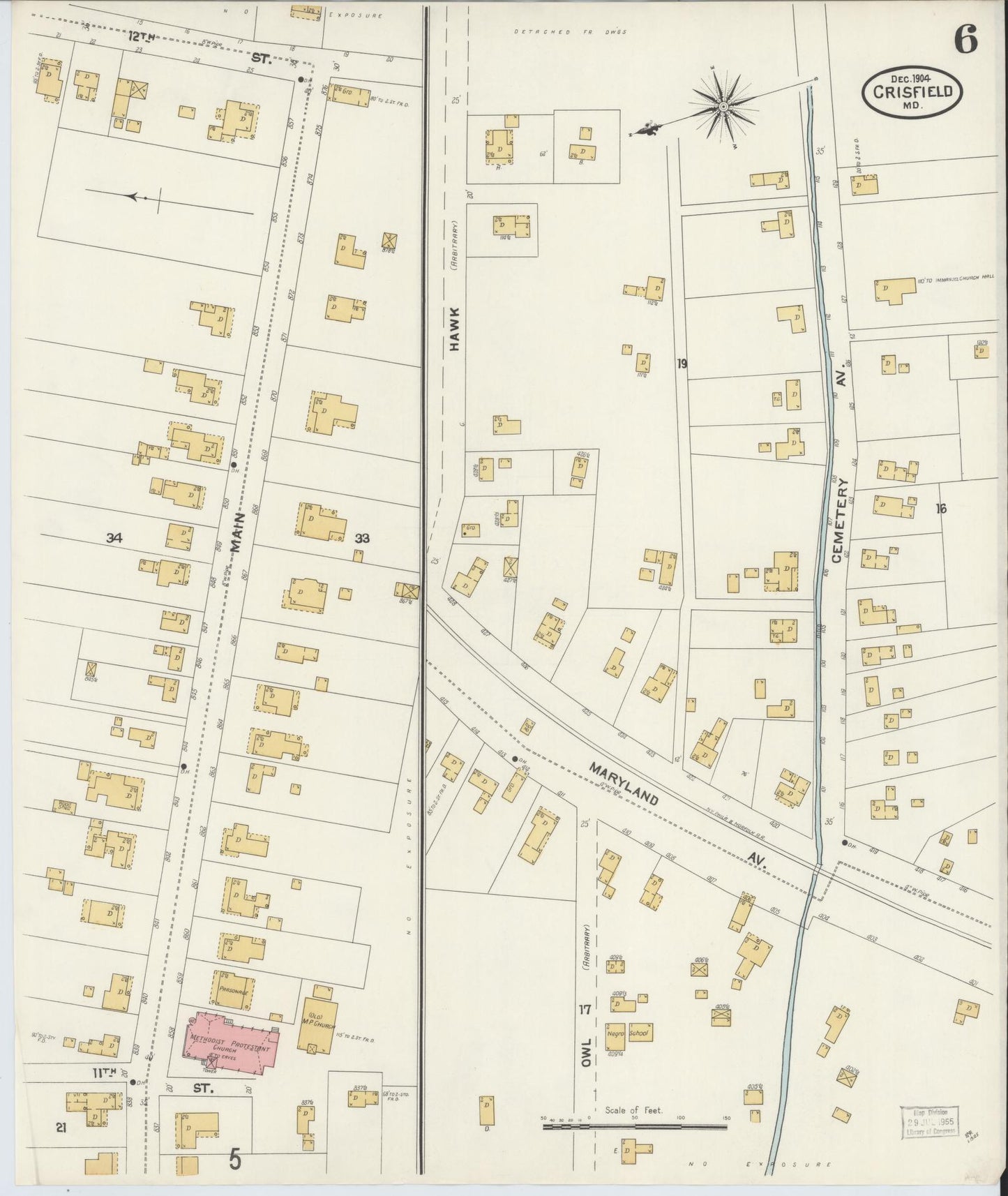 Sanborn Fire Insurance Map from Crisfield, Somerset County, Maryland (1904), Sheet #0006 - Complete Map Set gallery image, historic Sanborn map, vintage wall art, Maryland Maryland