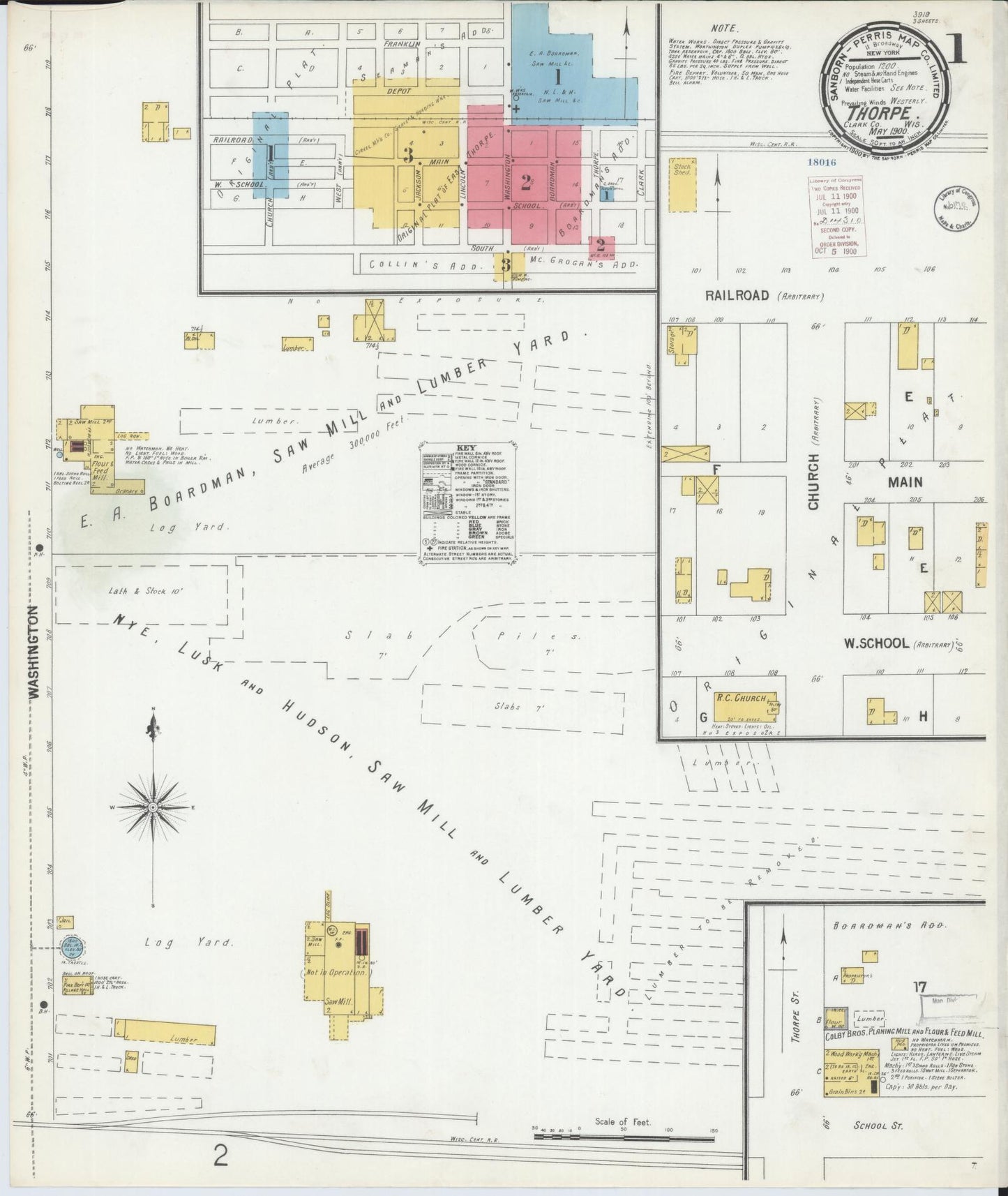 Sanborn Fire Insurance Map from Thorpe, Clark County, Wisconsin (1900), Sheet #0001 - Historic Sanborn Fire Insurance Map Print, vintage old map wall art, antique decor, genealogy gift, Wisconsin Wisconsin map