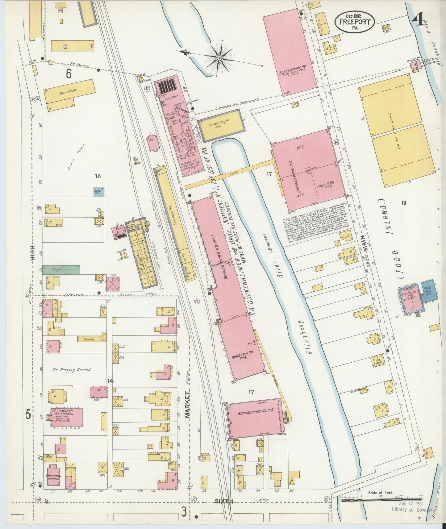 Sanborn Fire Insurance Map from Freeport, Armstrong County, Pennsylvania (1902), Sheet #0004 - Historic Sanborn Fire Insurance Map Print, vintage old map wall art, antique decor, genealogy gift, Pennsylvania Pennsylvania map