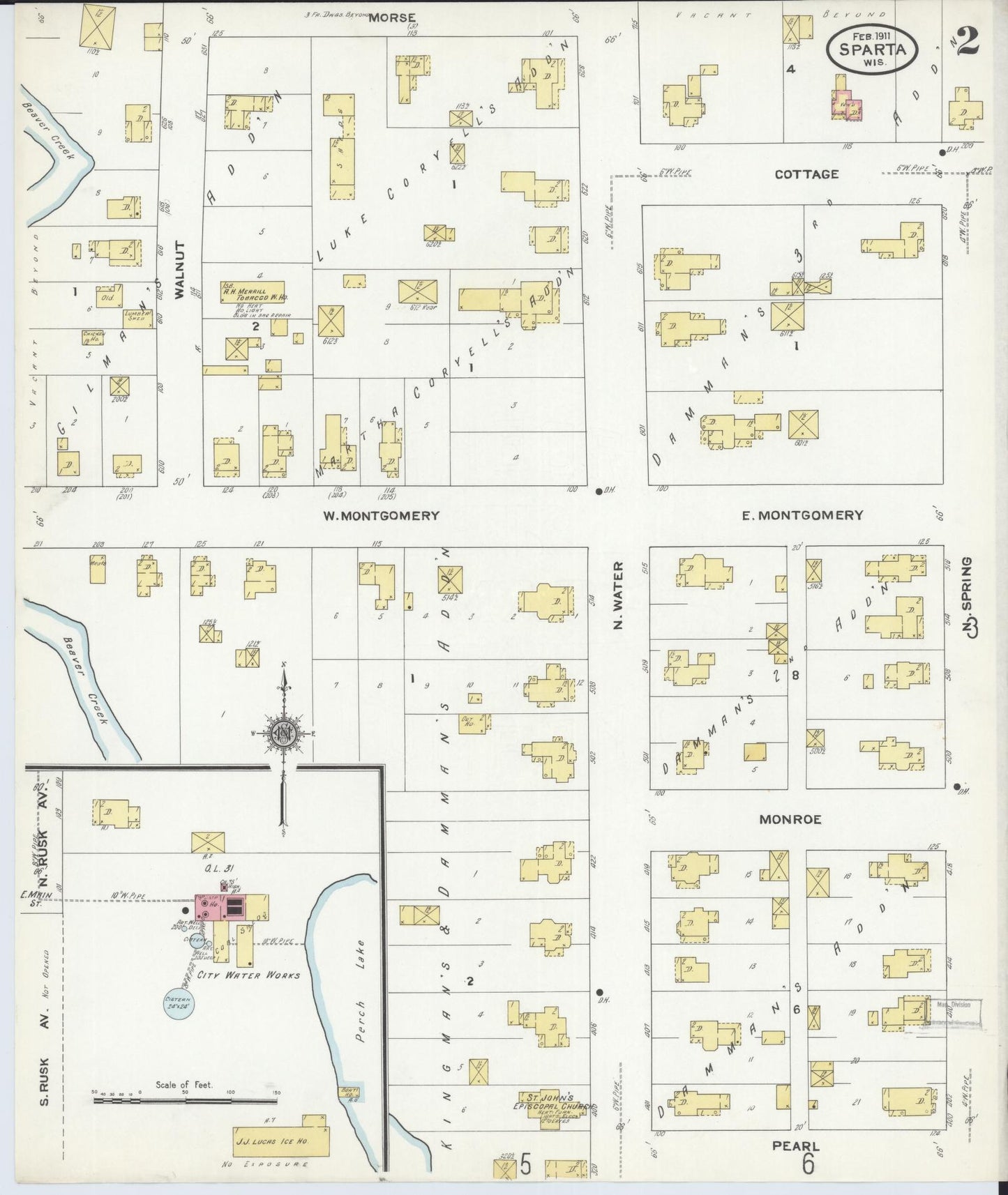 Sanborn Fire Insurance Map from Sparta, Monroe County, Wisconsin (1911), Sheet #0002 - Historic Sanborn Fire Insurance Map Print, vintage old map wall art, antique decor, genealogy gift, Wisconsin Wisconsin map