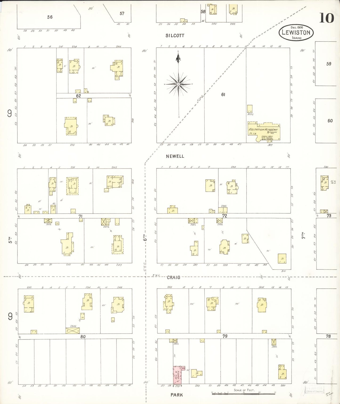 Sanborn Fire Insurance Map from Lewiston, Nez Perce County, Idaho (1900), Sheet #0010 - Historic Sanborn Fire Insurance Map Print, vintage old map wall art, antique decor, genealogy gift, Idaho Idaho map