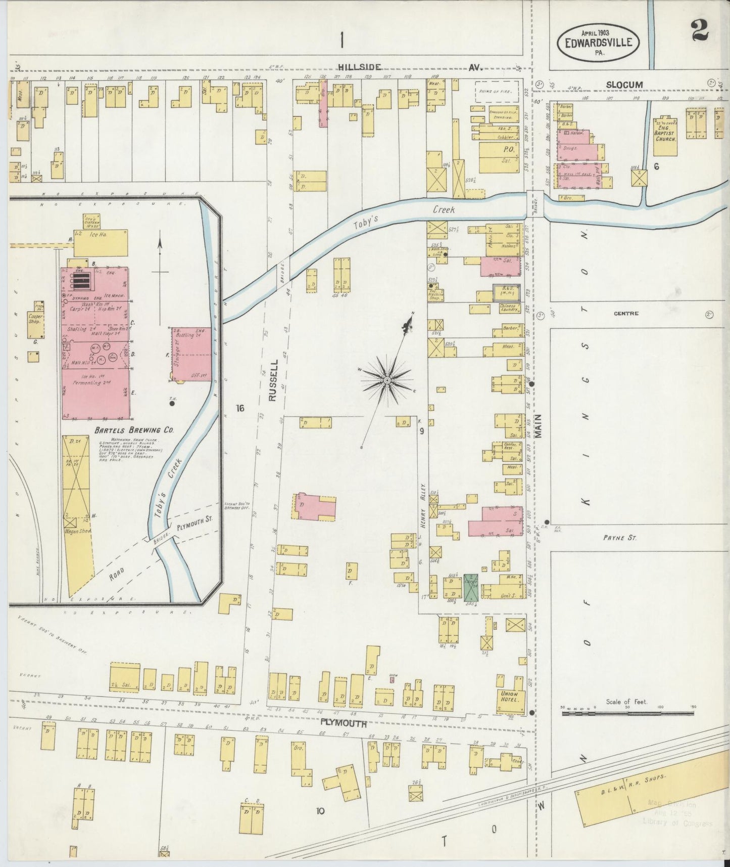 Sanborn Fire Insurance Map from Edwardsville, Luzerne County, Pennsylvania (1903), Sheet #0002 - Historic Sanborn Fire Insurance Map Print, vintage old map wall art, antique decor, genealogy gift, Pennsylvania Pennsylvania map