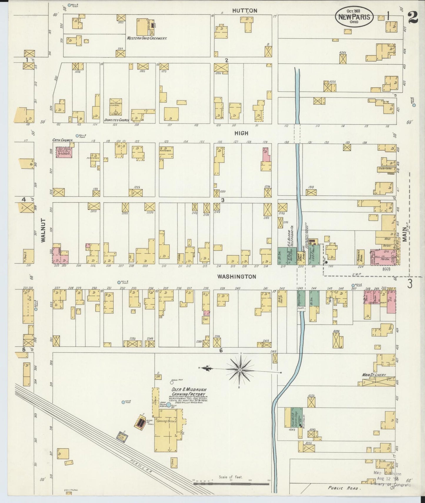 Sanborn Fire Insurance Map from New Paris, Preble County, Ohio (1901), Sheet #0002 - Historic Sanborn Fire Insurance Map Print, vintage old map wall art, antique decor, genealogy gift, Ohio Ohio map