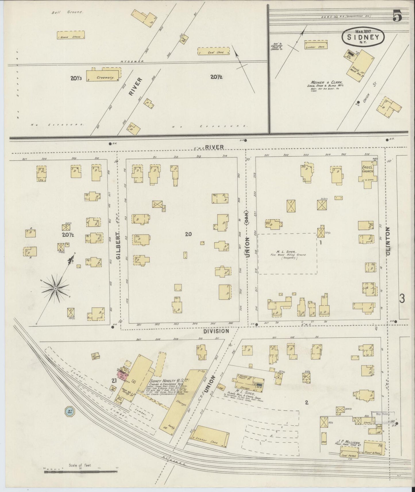 Sanborn Fire Insurance Map from Sidney, Delaware County, New York (1897), Sheet #0005 - Complete Map Set gallery image, historic Sanborn map, vintage wall art, Sidney Delaware